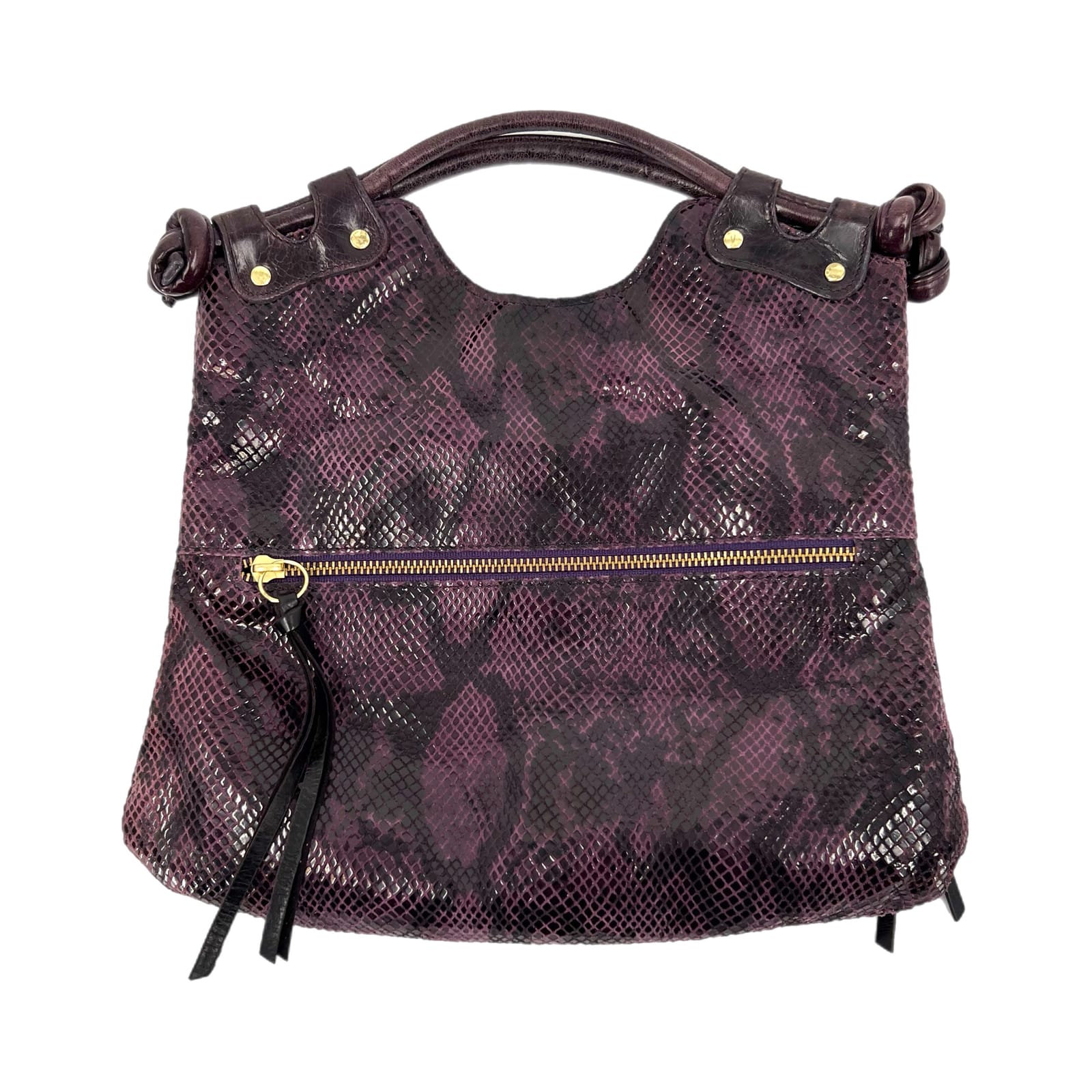 Pietro Alessandro Purple Crocodile Print Top Handle Bag