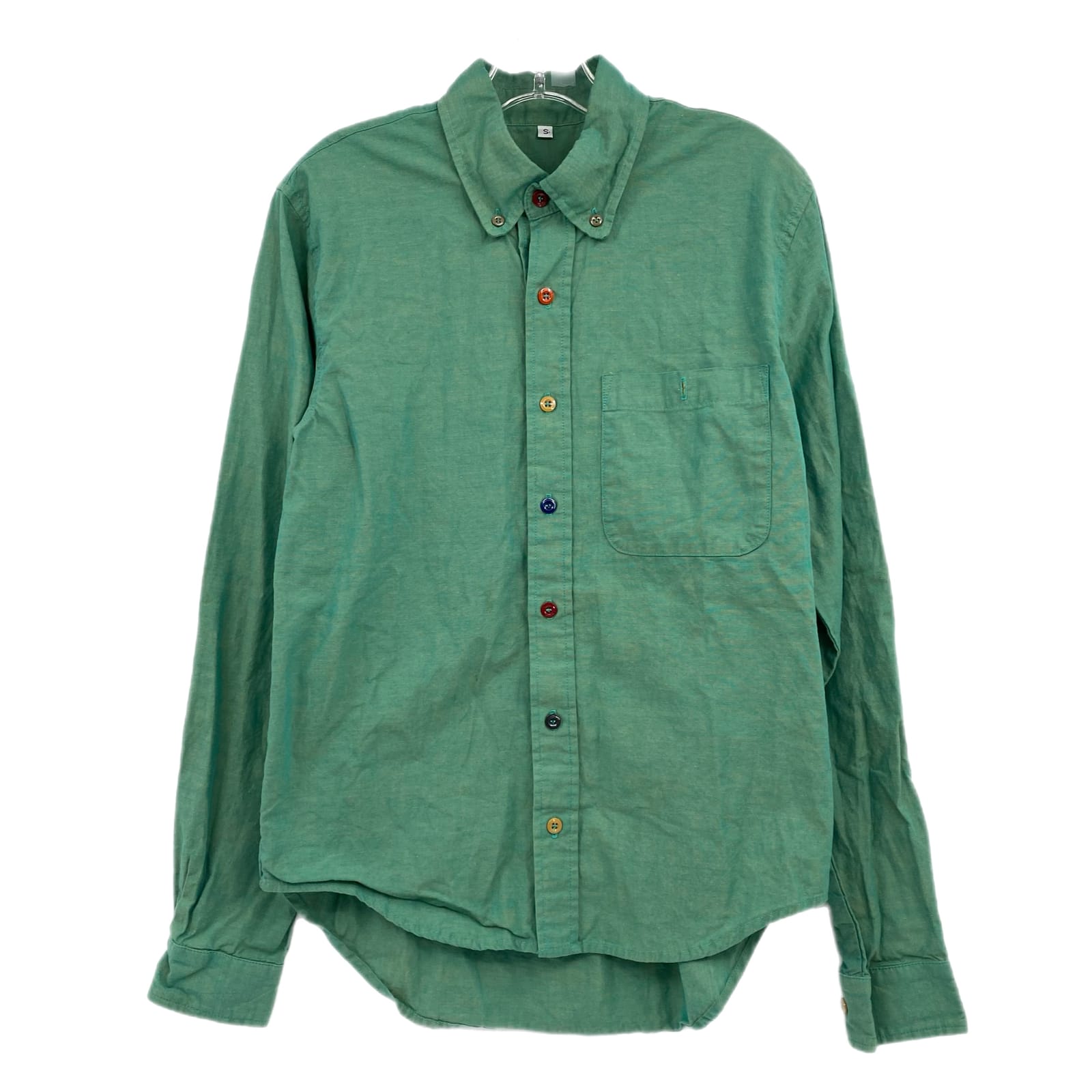 Musa Green Cotton Long Sleeve Button-Up Shirt