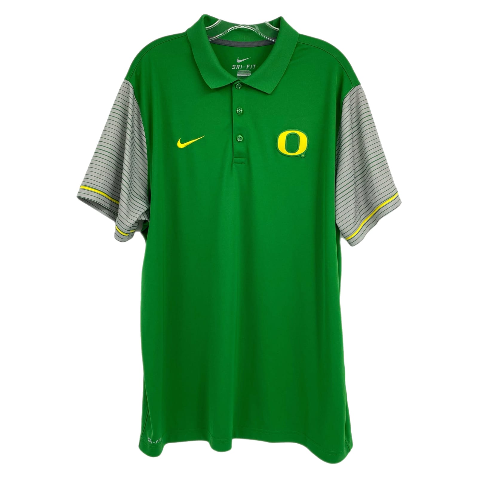 Nike Green Gray Striped Sleeve Polo