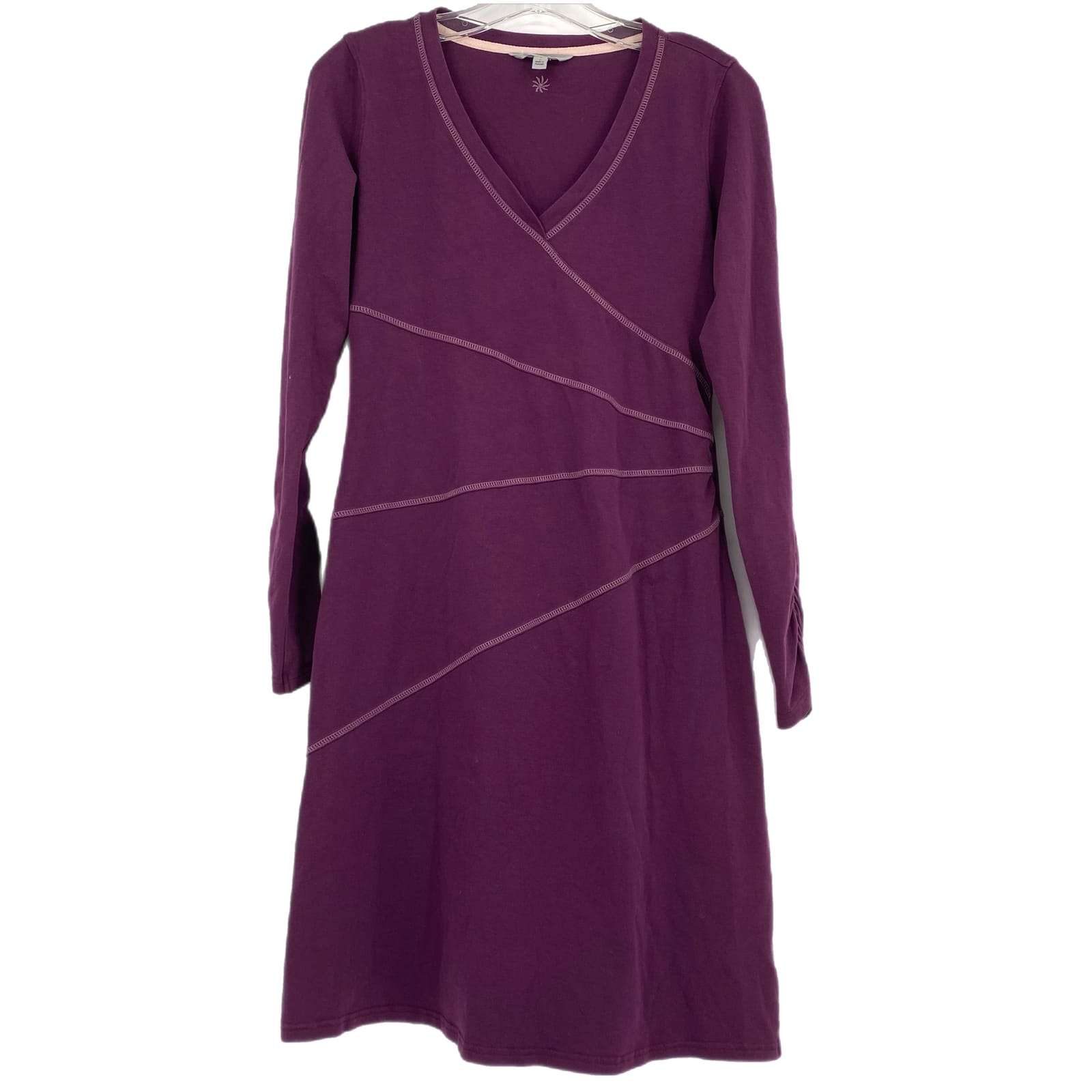 Athleta Purple V-Neck Cotton Midi Dress