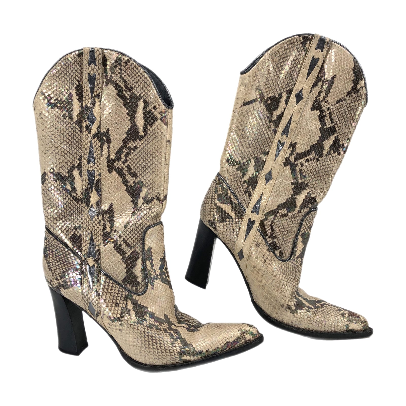 Nike Cream & Black Snakeskin Print Heeled Boots