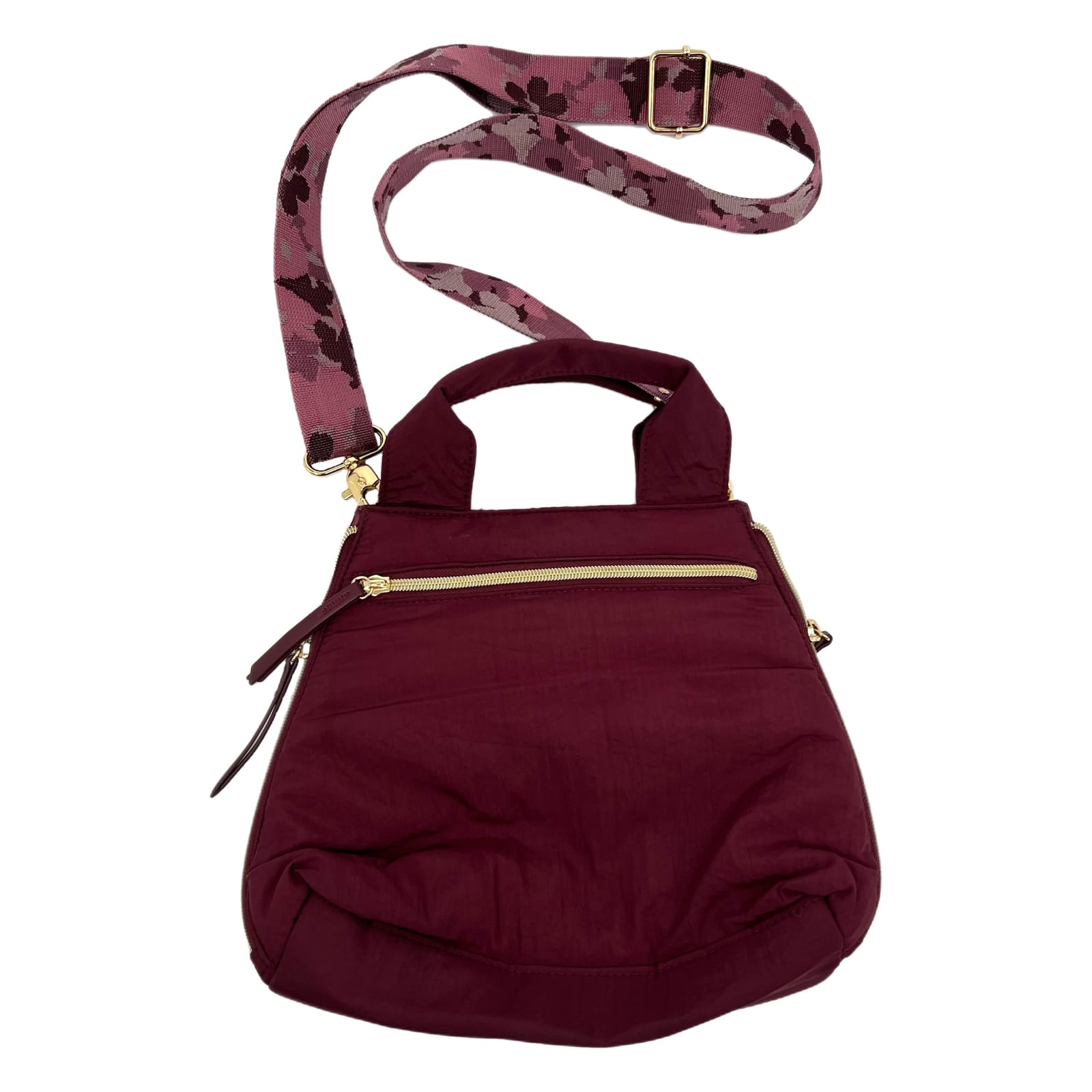 Stella & Dot Purple Nylon Floral Strap Crossbody Bag