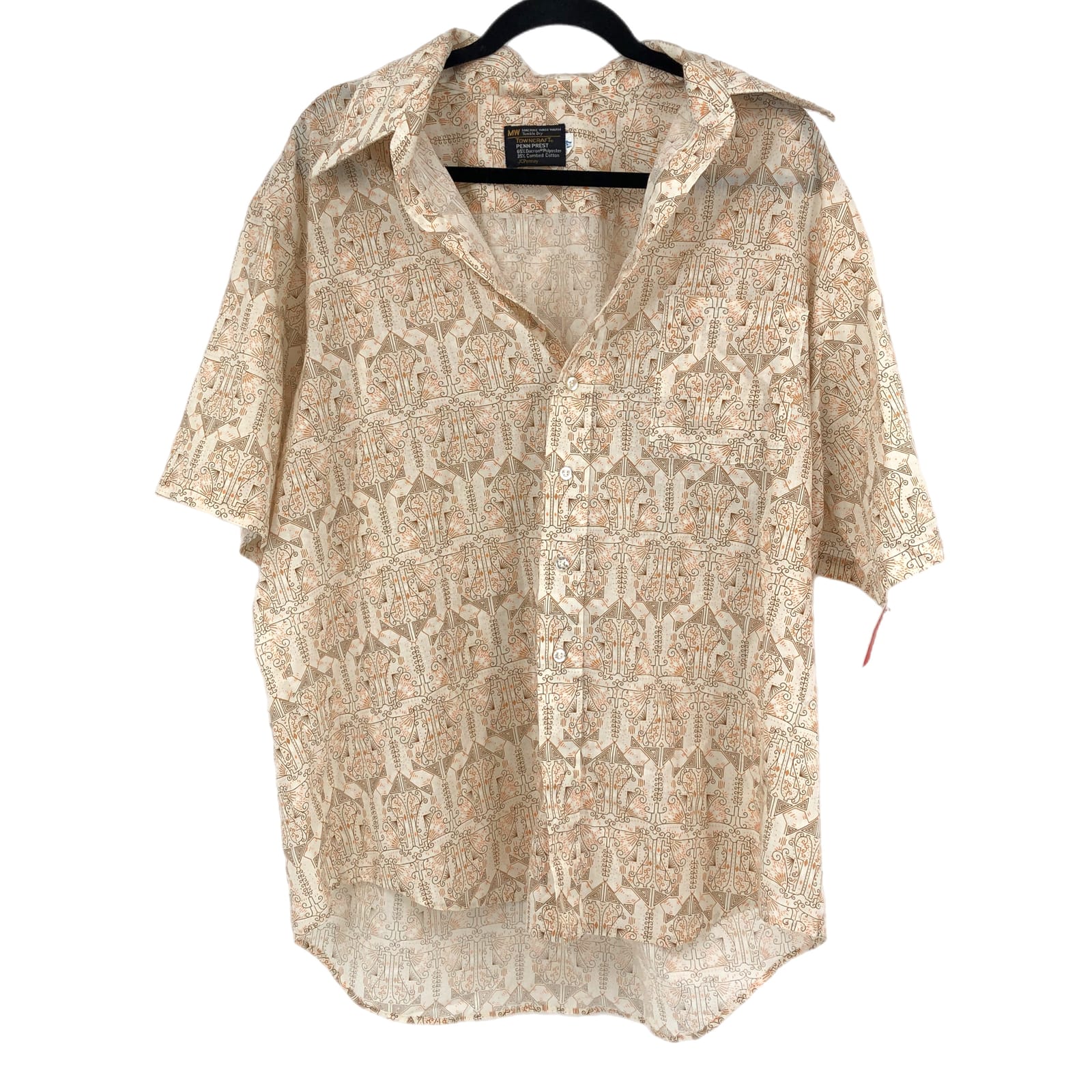Towncraft Beige & Tan Printed Sleeve Button-Up Shirt
