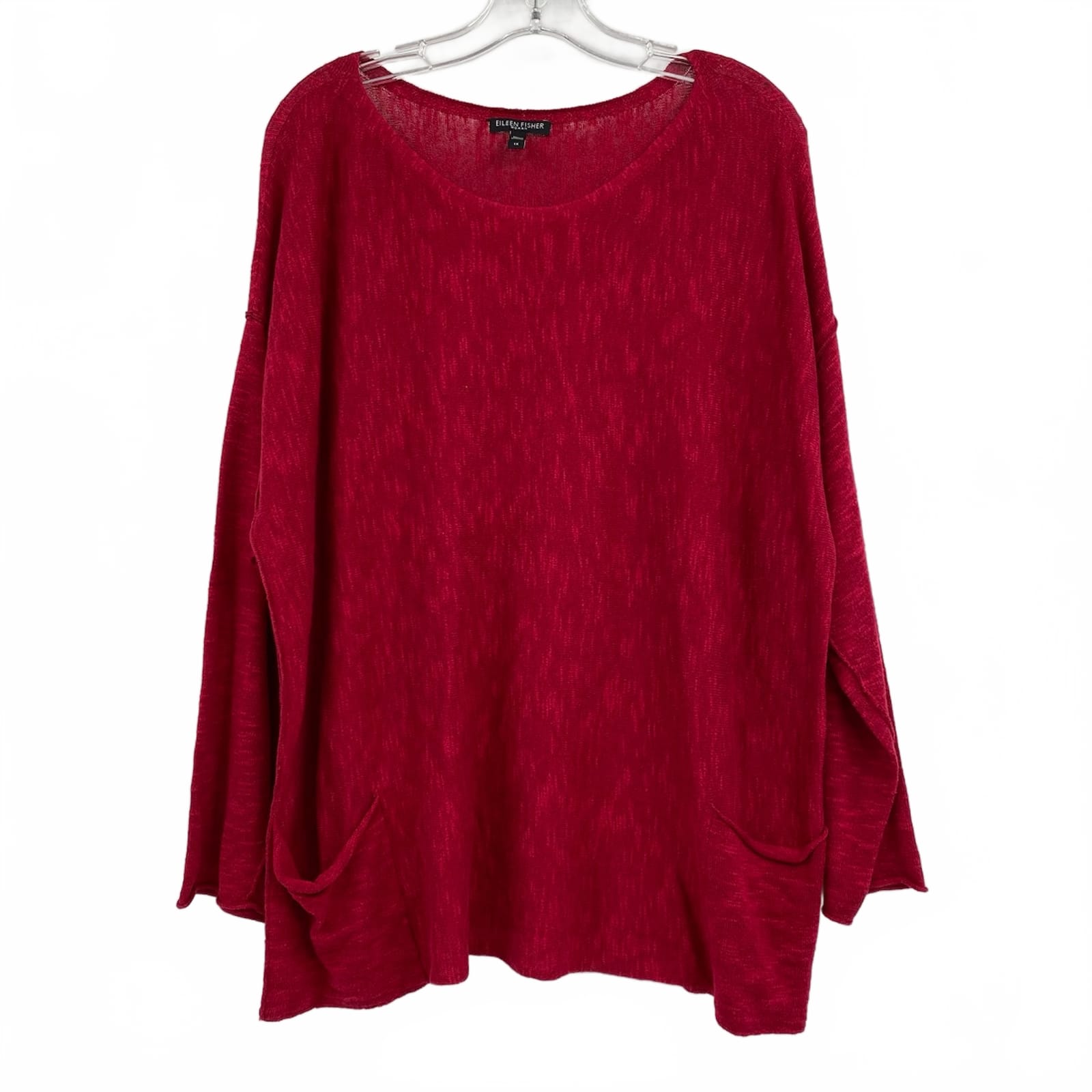 Eileen Fisher Red Linen Cotton Pullover Sweater