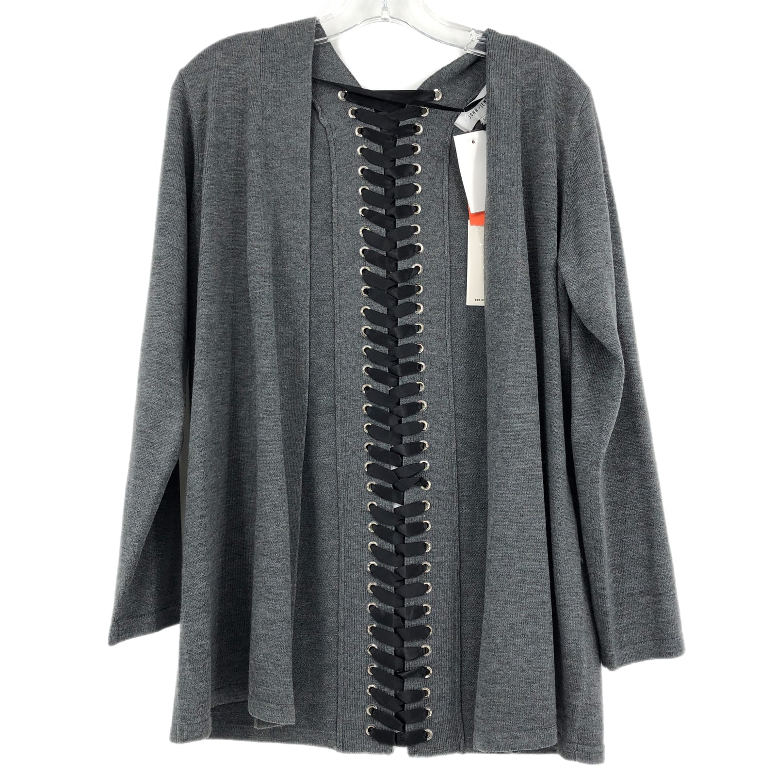 John + Jenn Gray/Black Laced Style Cardigan