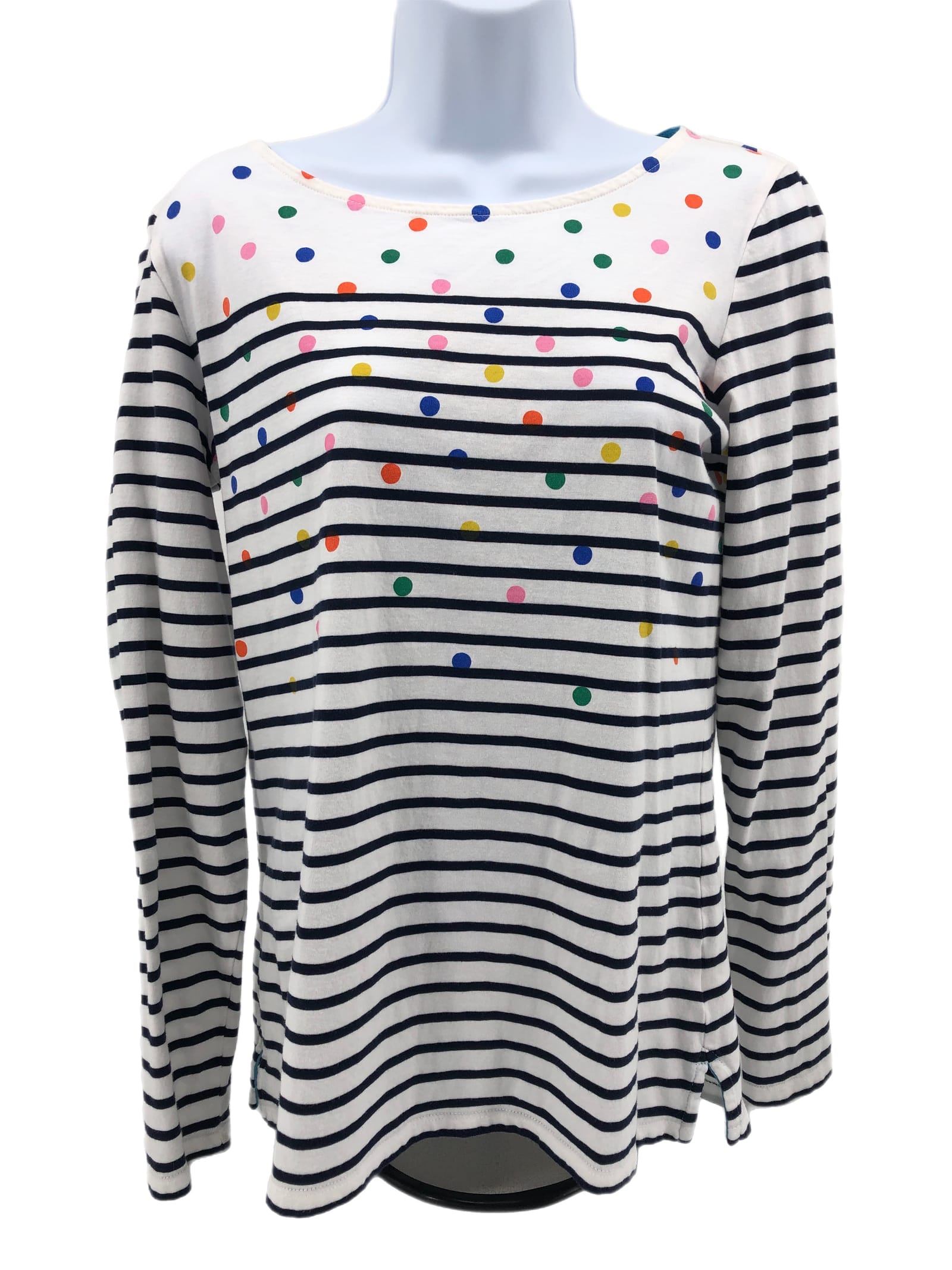 Boden White & Pink Striped Long Sleeve T-Shirt