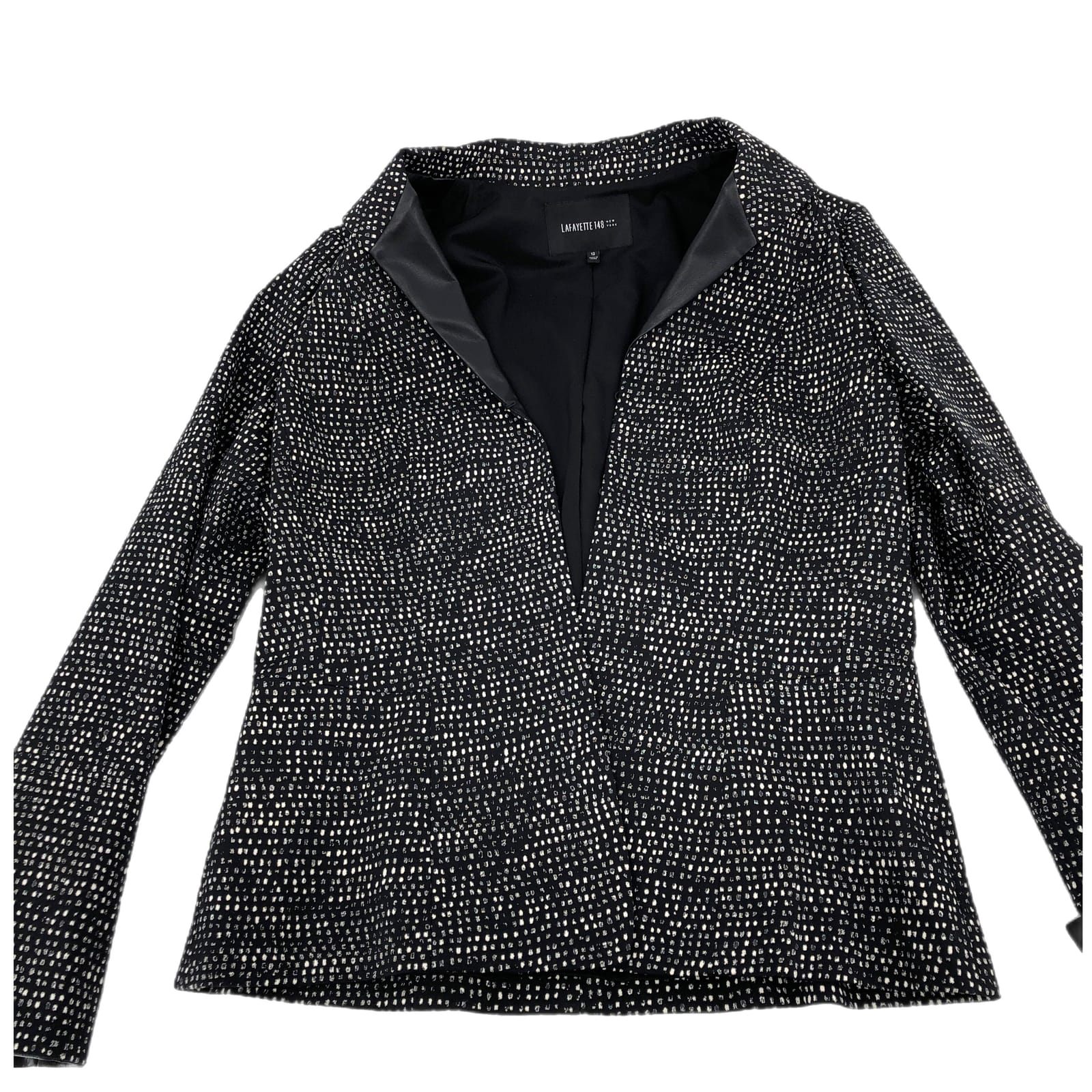 Lafayette 148 New York Black & White Cotton Overcoat Blazer