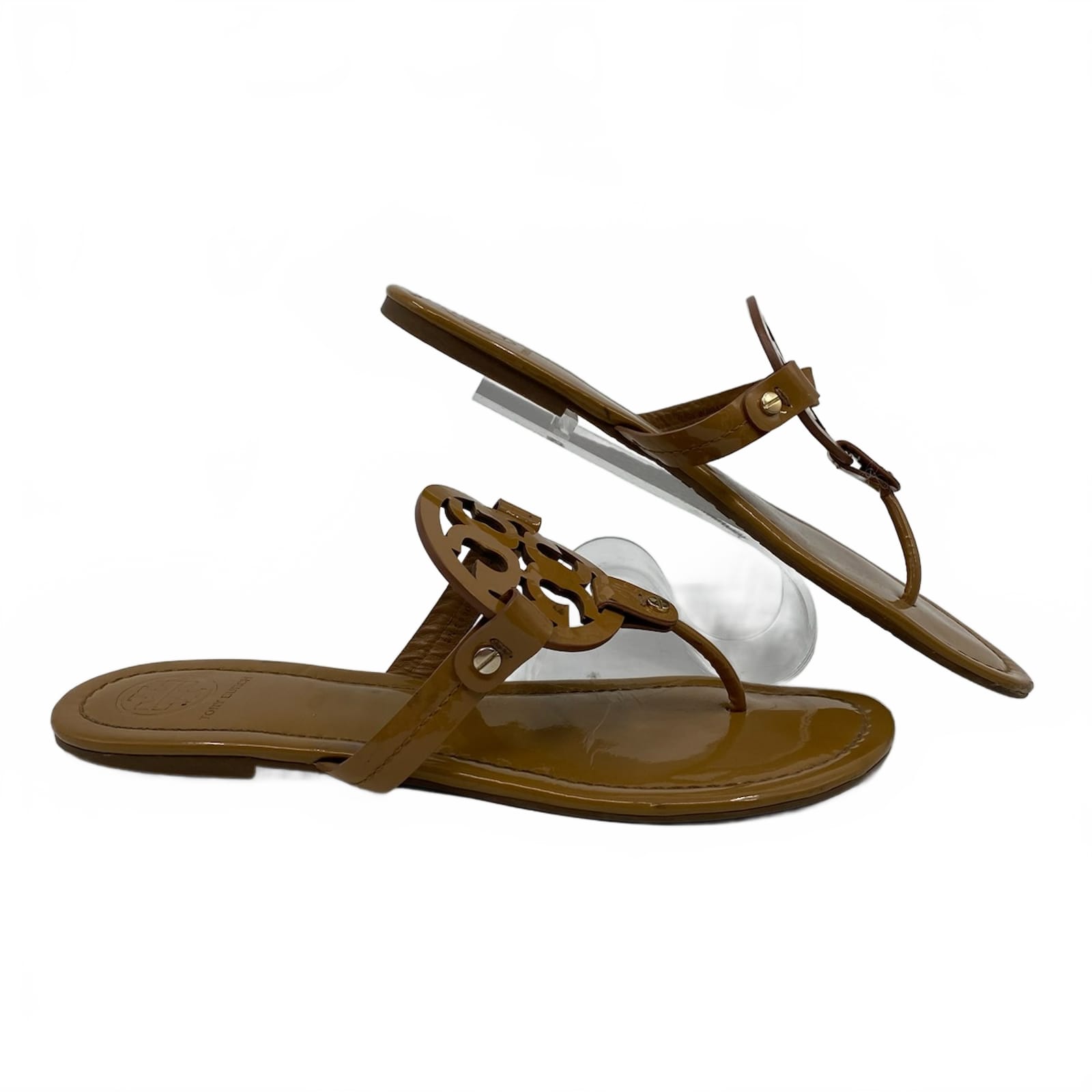 Tory Burch Brown Patent Leather Flip Flops