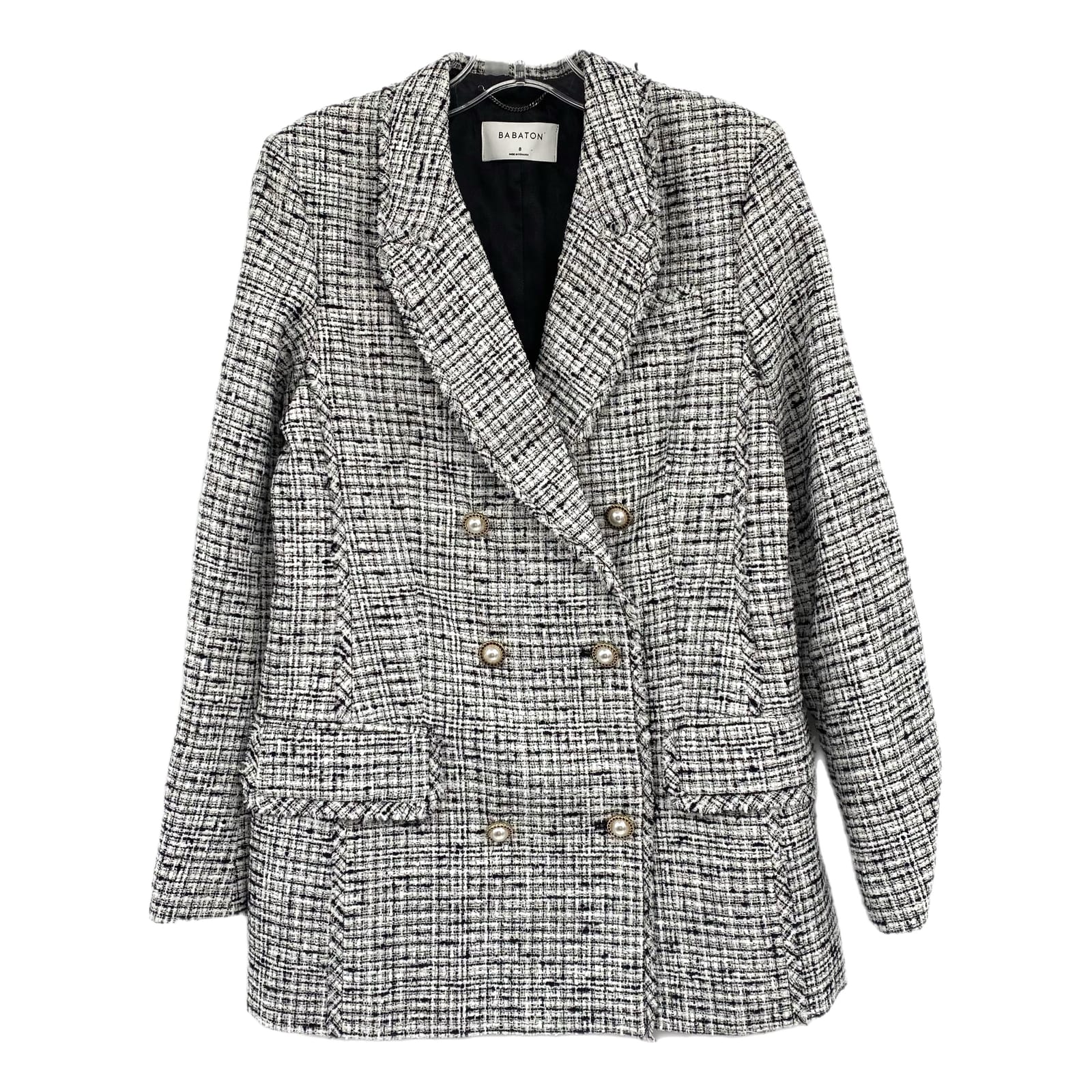 Babaton Black White Tweed Blazer