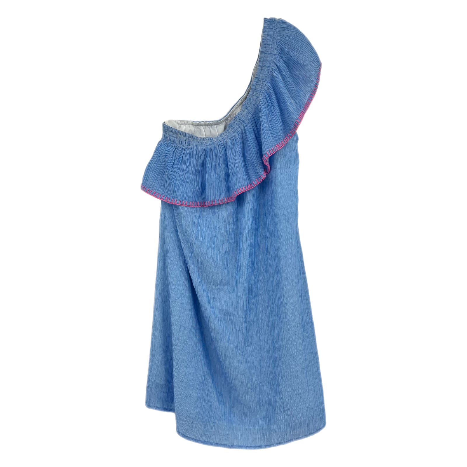 Lilly Pulitzer Blue Pink Ruffle One Shoulder Mini Dress