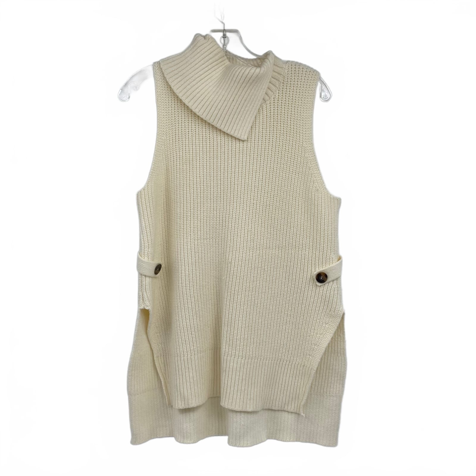 Anthropologie White Vest Cowl Neck Knit