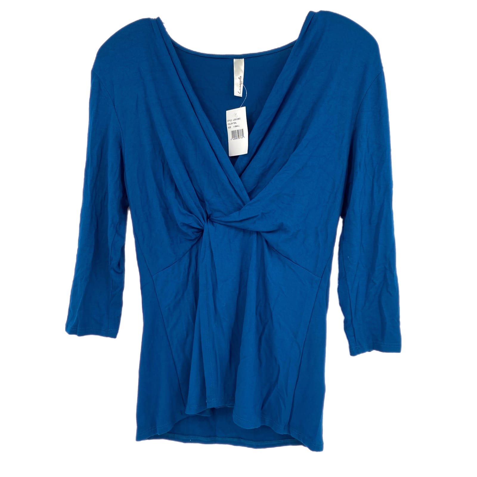 Loveappella Blue Wrap V-Neck Long Sleeve T-Shirt