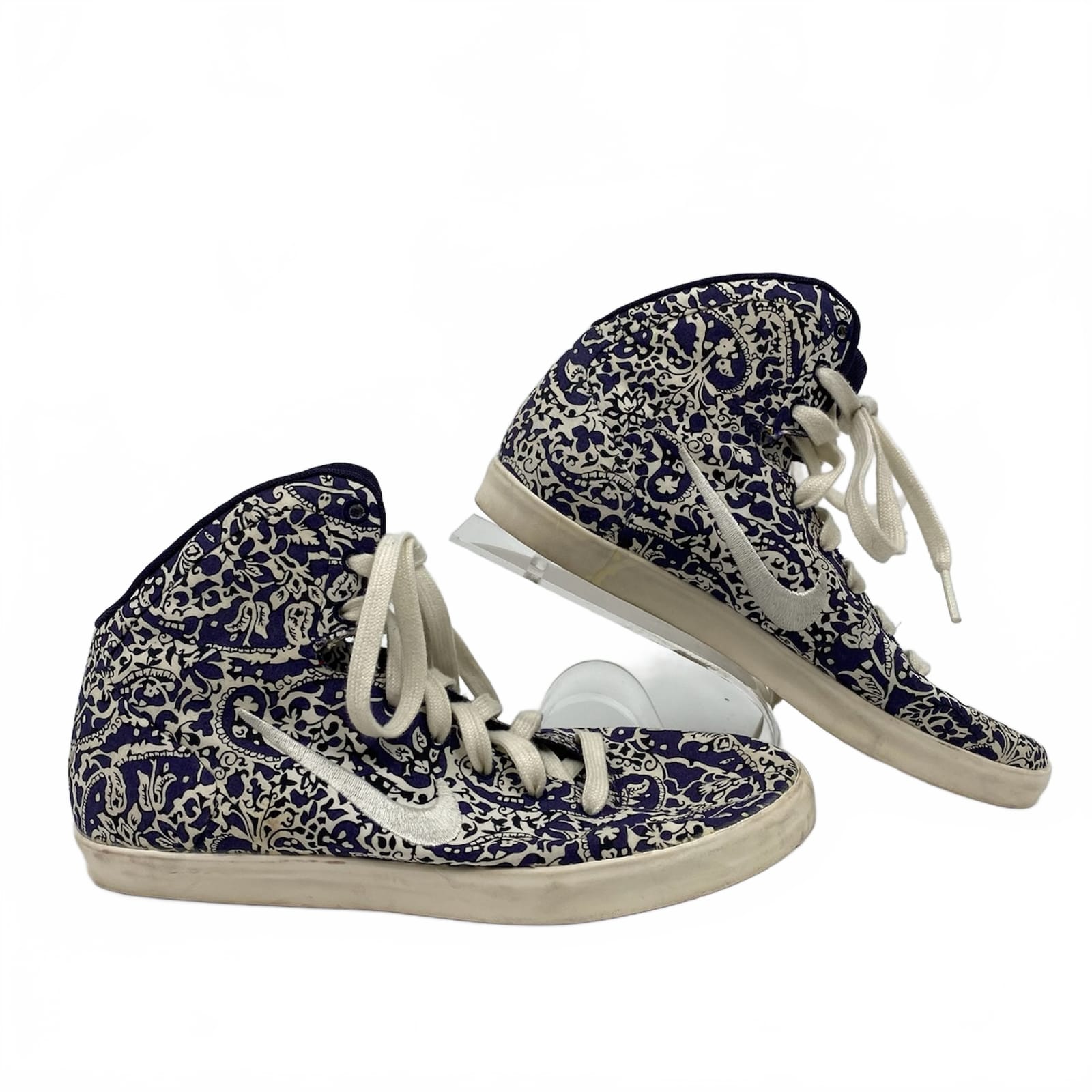 Nike Purple White Paisley Printed Mid Top Sneakers