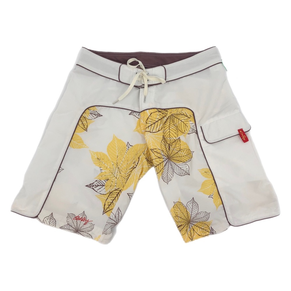 Oakley White & Yellow Floral Swim Trunks
