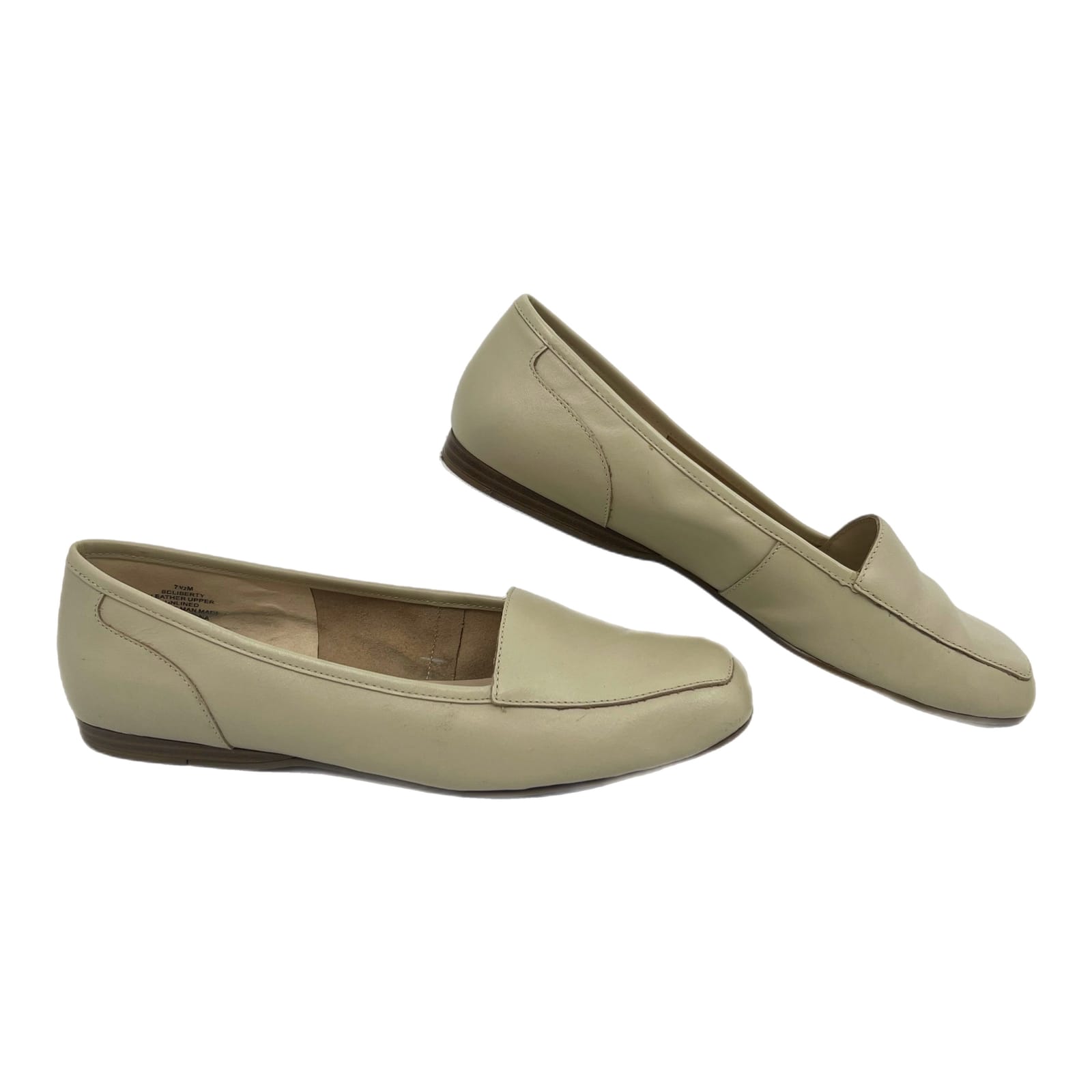 Bandolino Beige Square Toe Leather Loafers