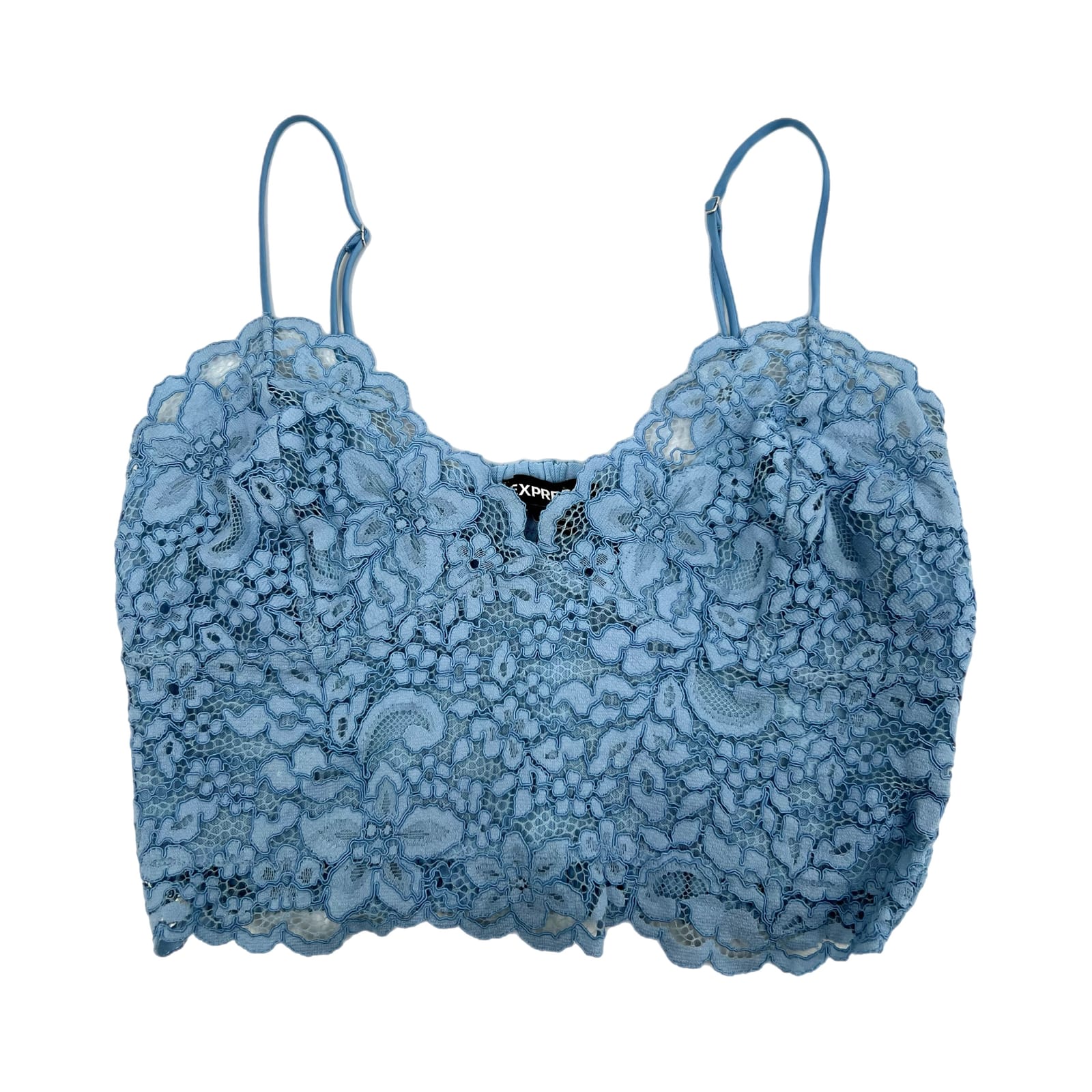 Express Blue Adjustable Strap Lace Crop Tank Top