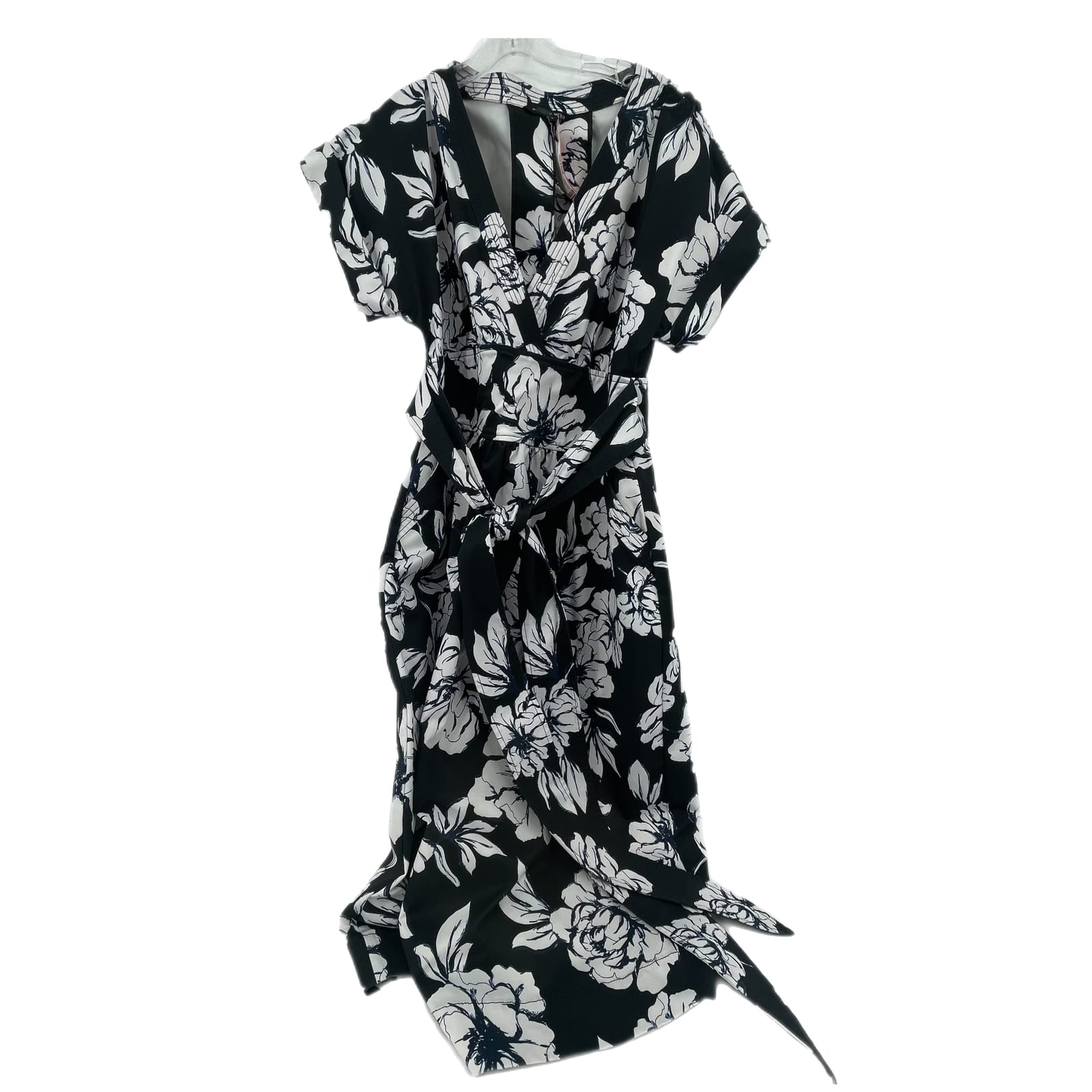 Marissa Webb Black & White Floral Wrap Dress