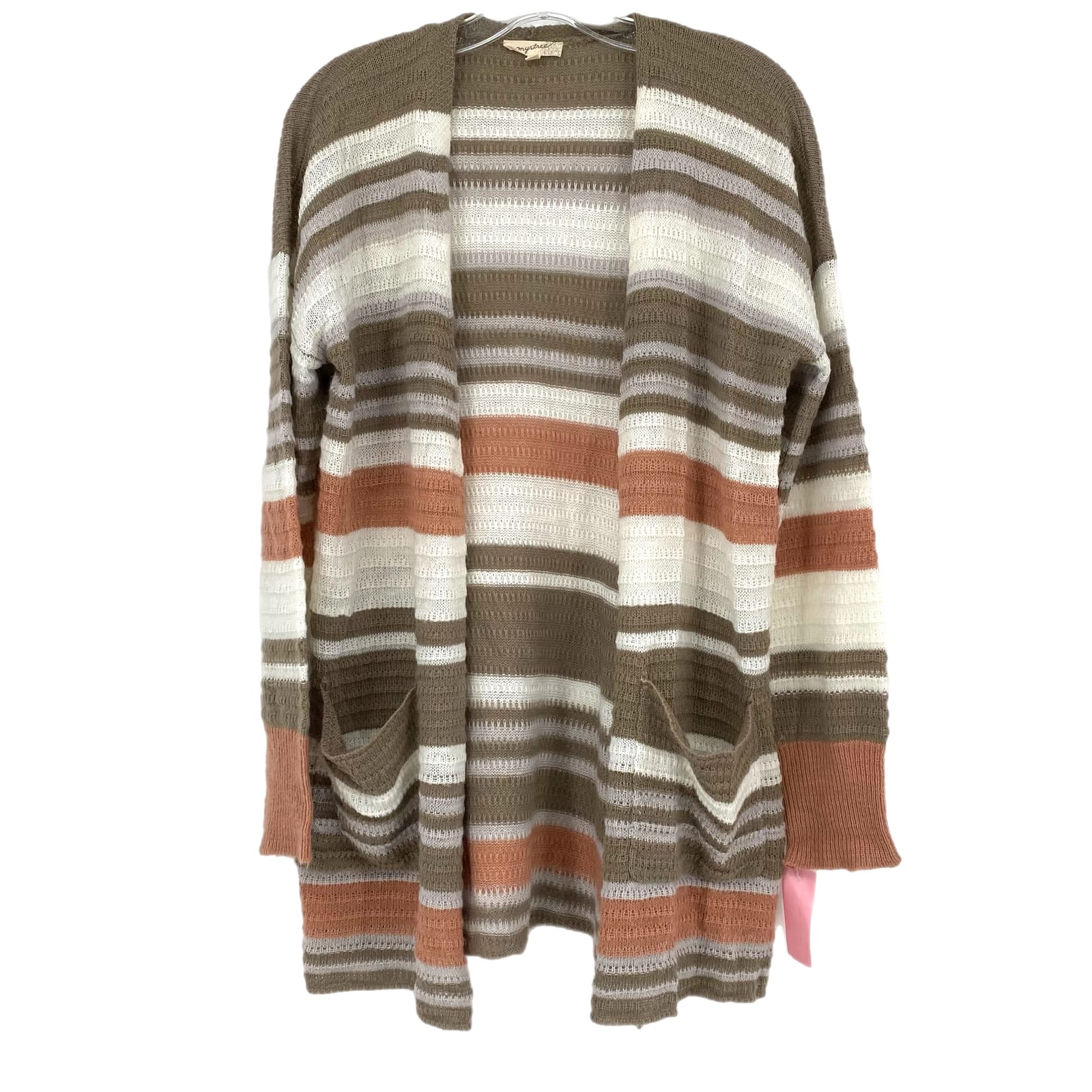 Mystree Brown & White Striped Cardigan