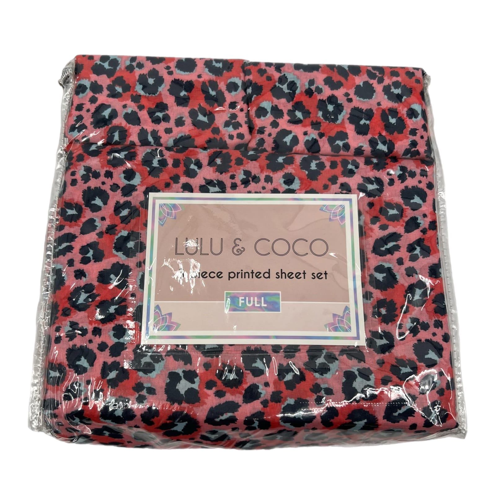 Lulu & Coco Pink/Red Animal Print 3pc FULL Sheet Set