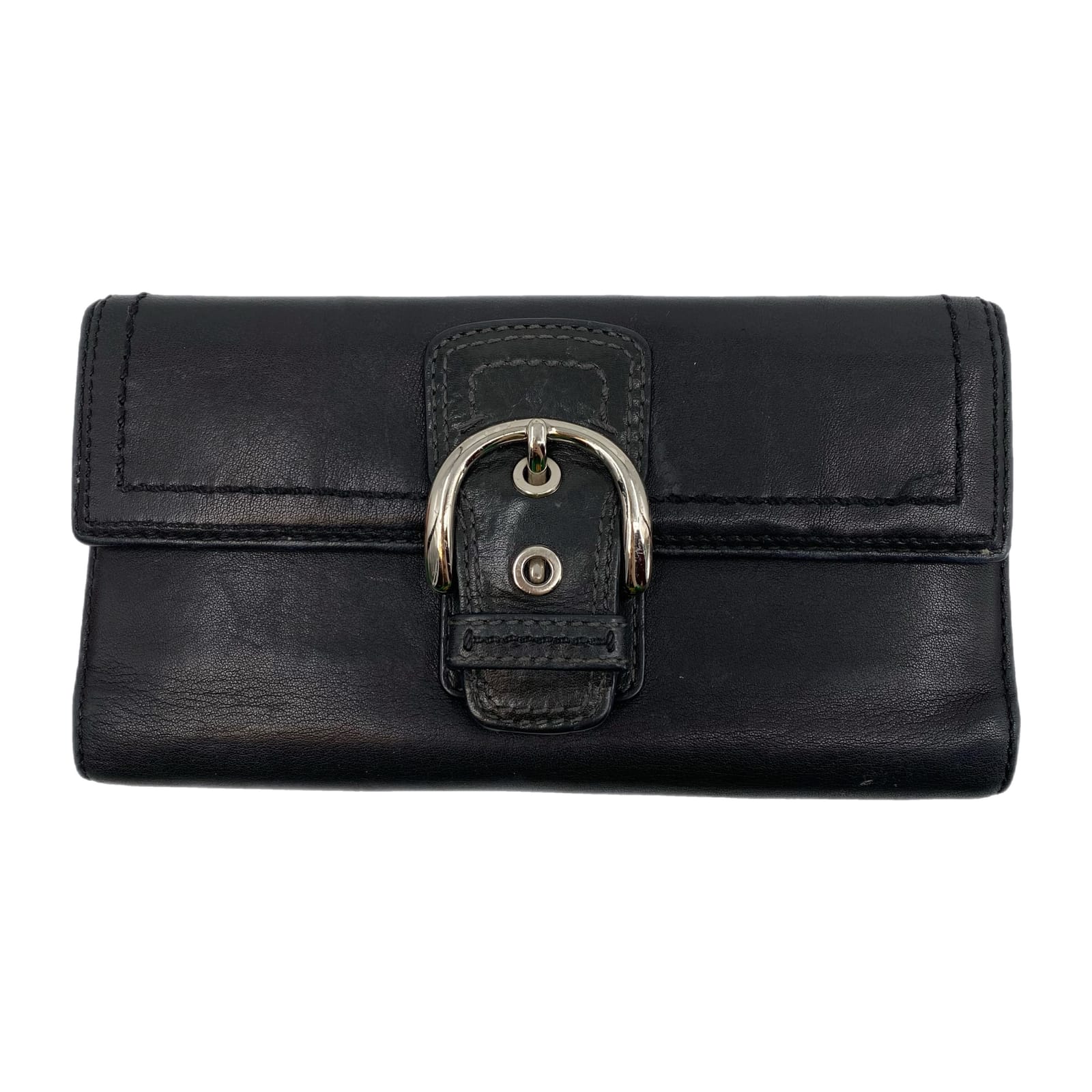 Coach Black Buckle Accent Leather Wallet