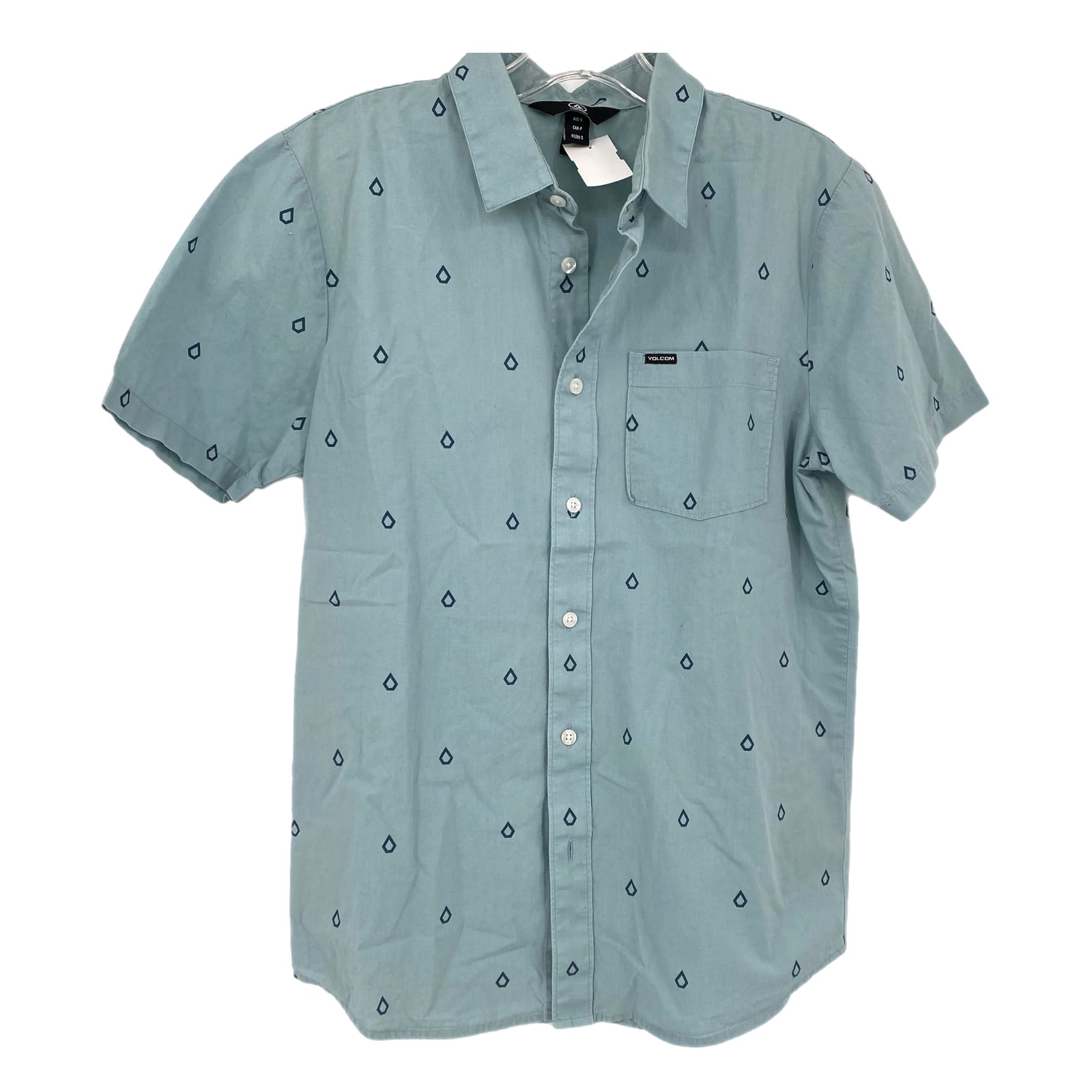 Volcom Blue 100% Cotton Button-Up Shirt
