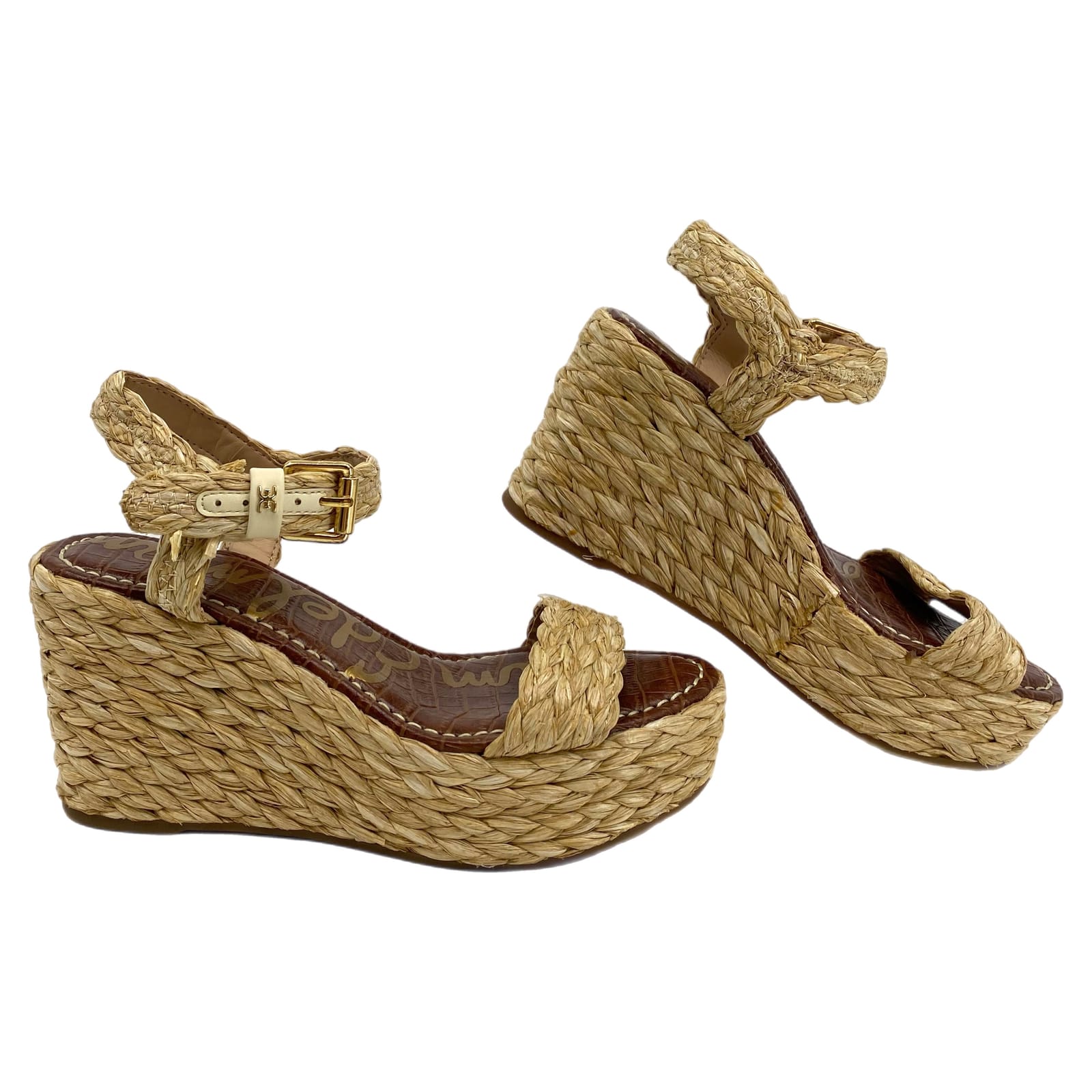 Sam Edelman Beige Woven Wedges