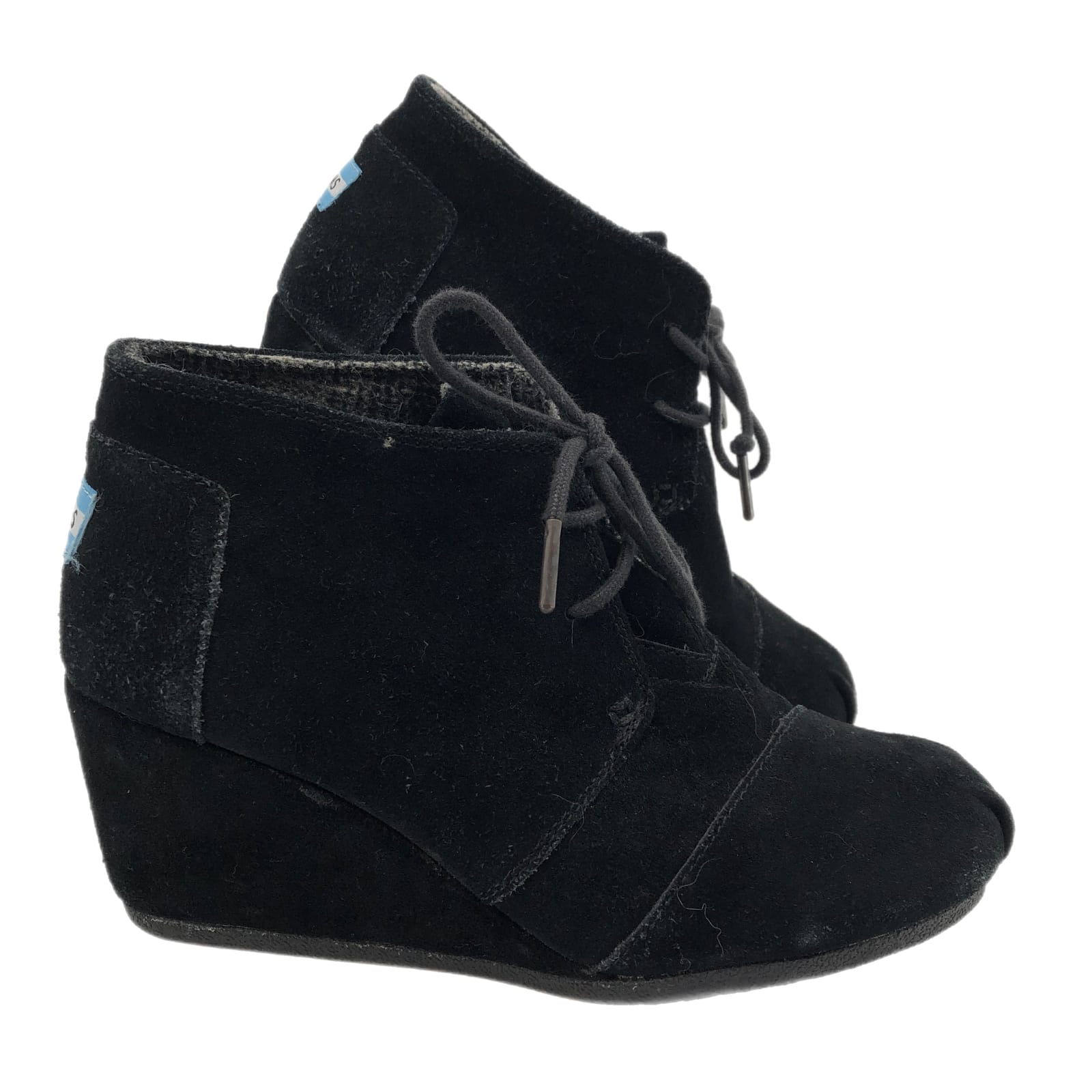 Toms Black Suede Wedges