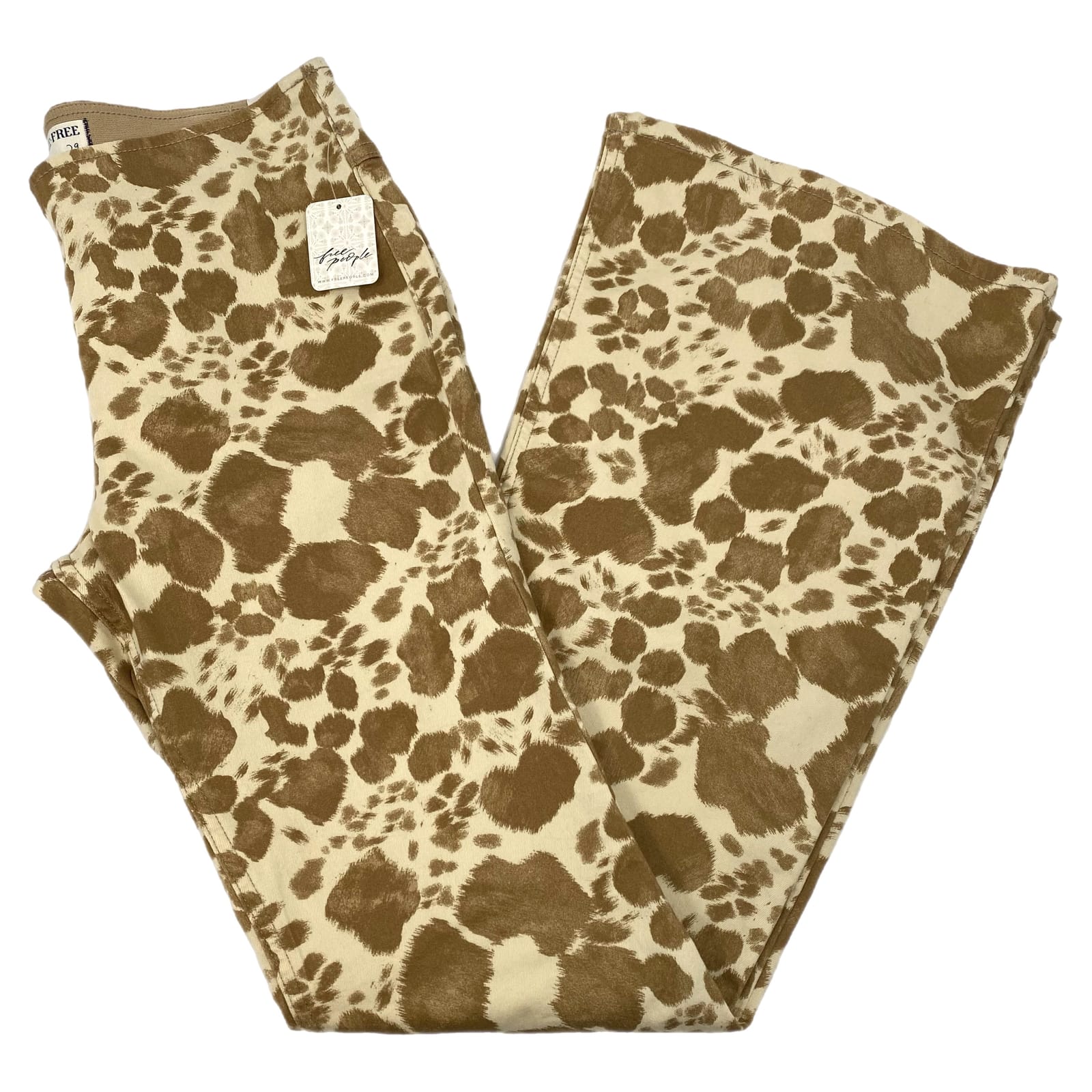 We The Free Beige Brown Animal Print Flared Pants