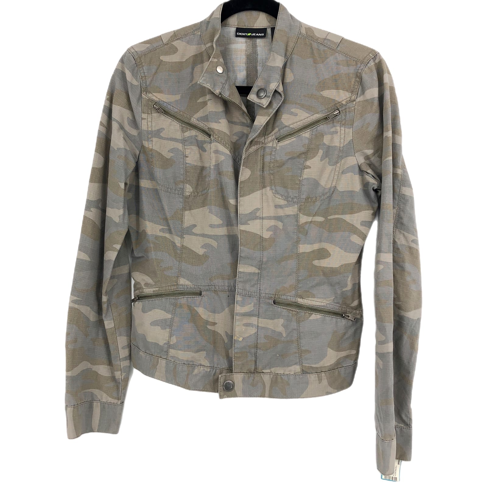 Dkny Gray/Green Camouflage Basic Jacket