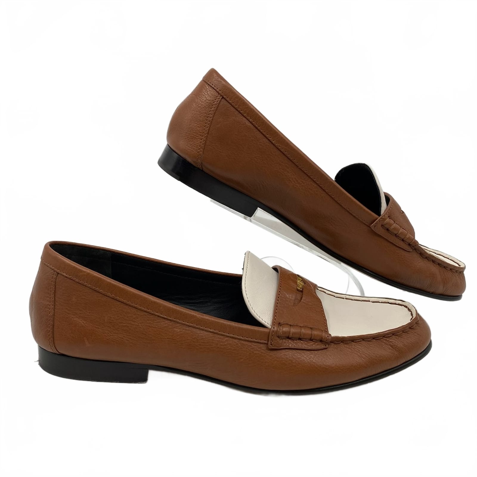 Veronica Beard Brown White Loafers
