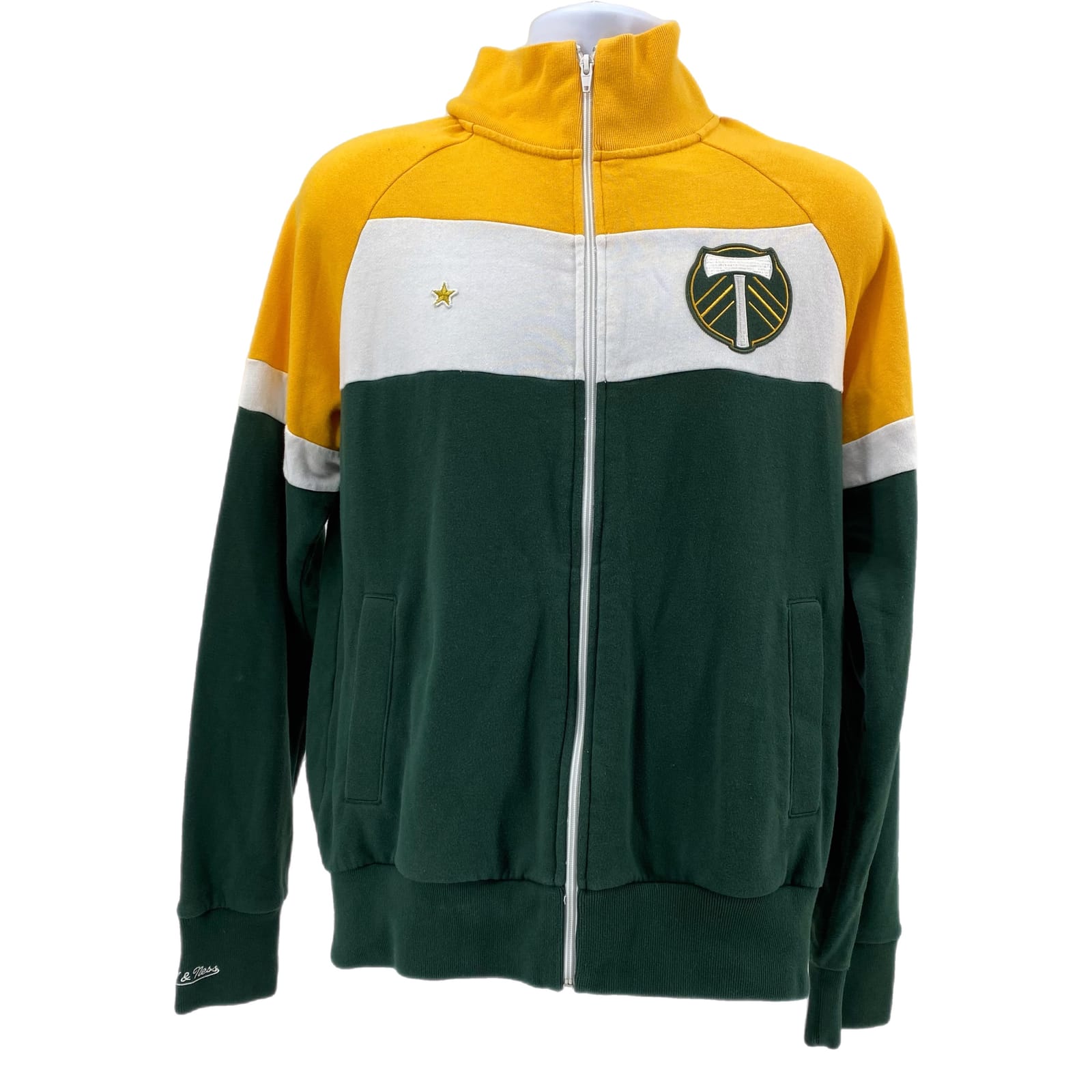 Mitchell & Ness White Zip High Neck Sweatshirt