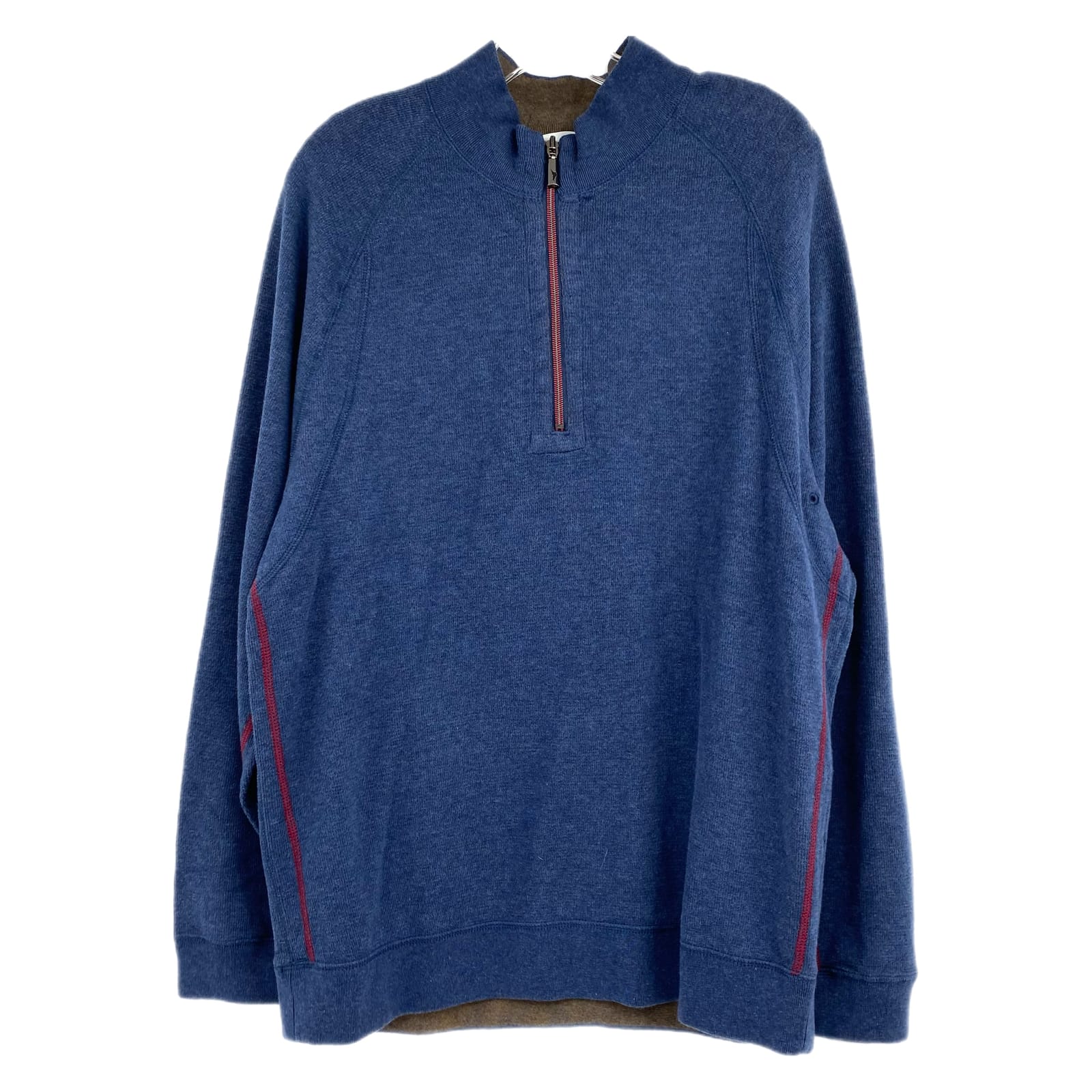 Tommy Bahama Blue Red Cotton Knit Quarter Zip Sweater