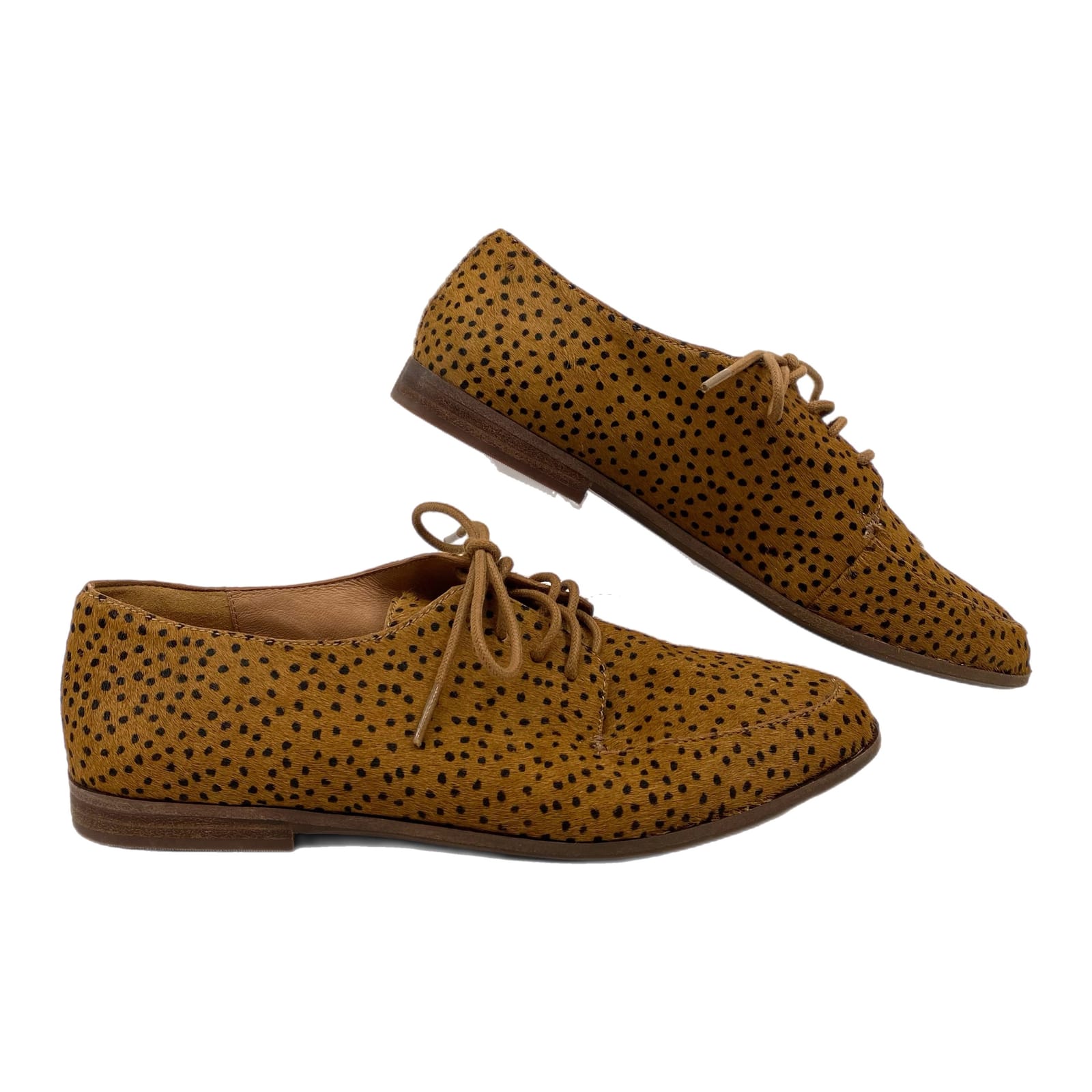 Madewell Brown Black Spotted Fur Oxfords