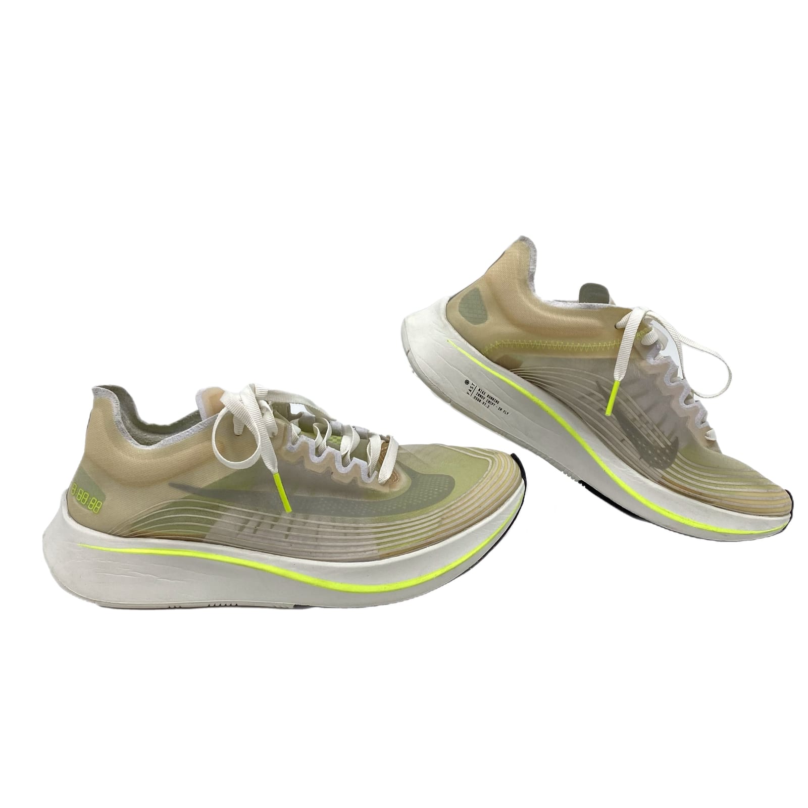 Nike Beige and Neon Yellow Zoom Fly Sneakers