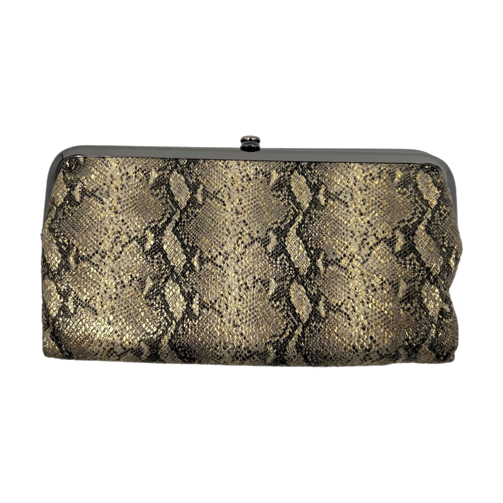 HOBO Gold Snake Print Leather Wallet