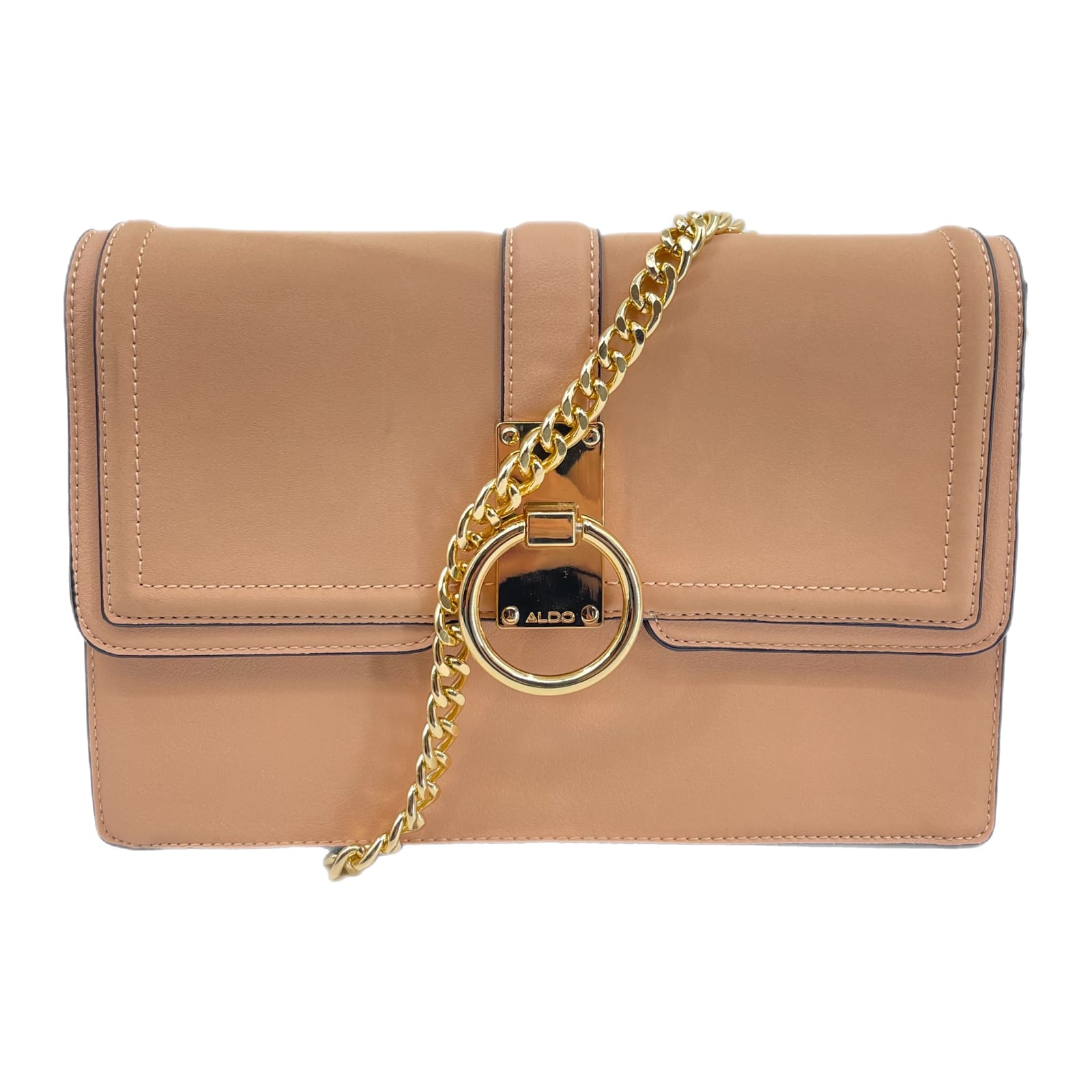 Aldo Tan Gold Snap Crossbody Bag