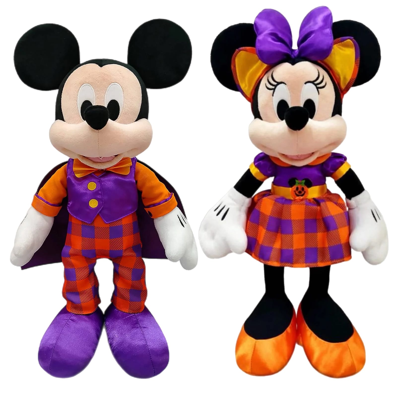 Disney Store 2021 Halloween Mickey Mouse + Minnie Mouse Plush Set 16”
