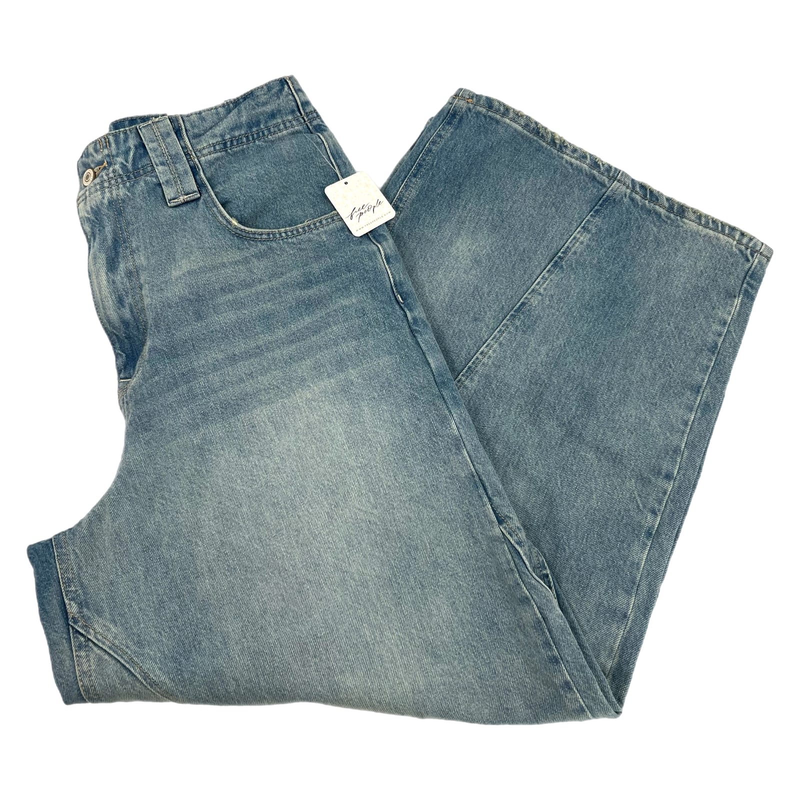 We The Free Blue High-Rise Wide-Leg Jeans