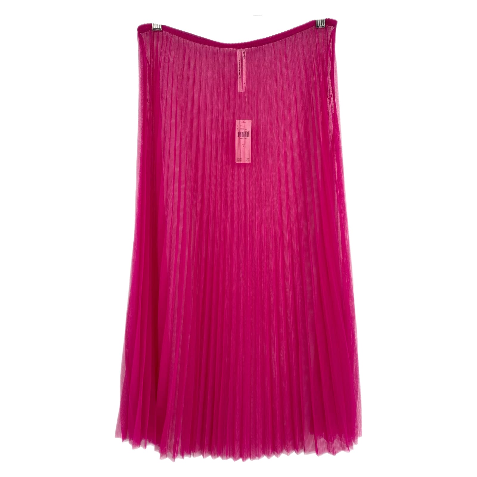 Anthropologie Neon Pink Pleated Sheer Mesh Midi Skirt