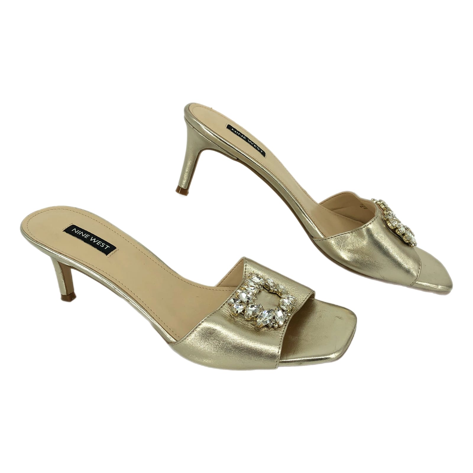 Nine West Gold Kitten Heel Leather Shoes