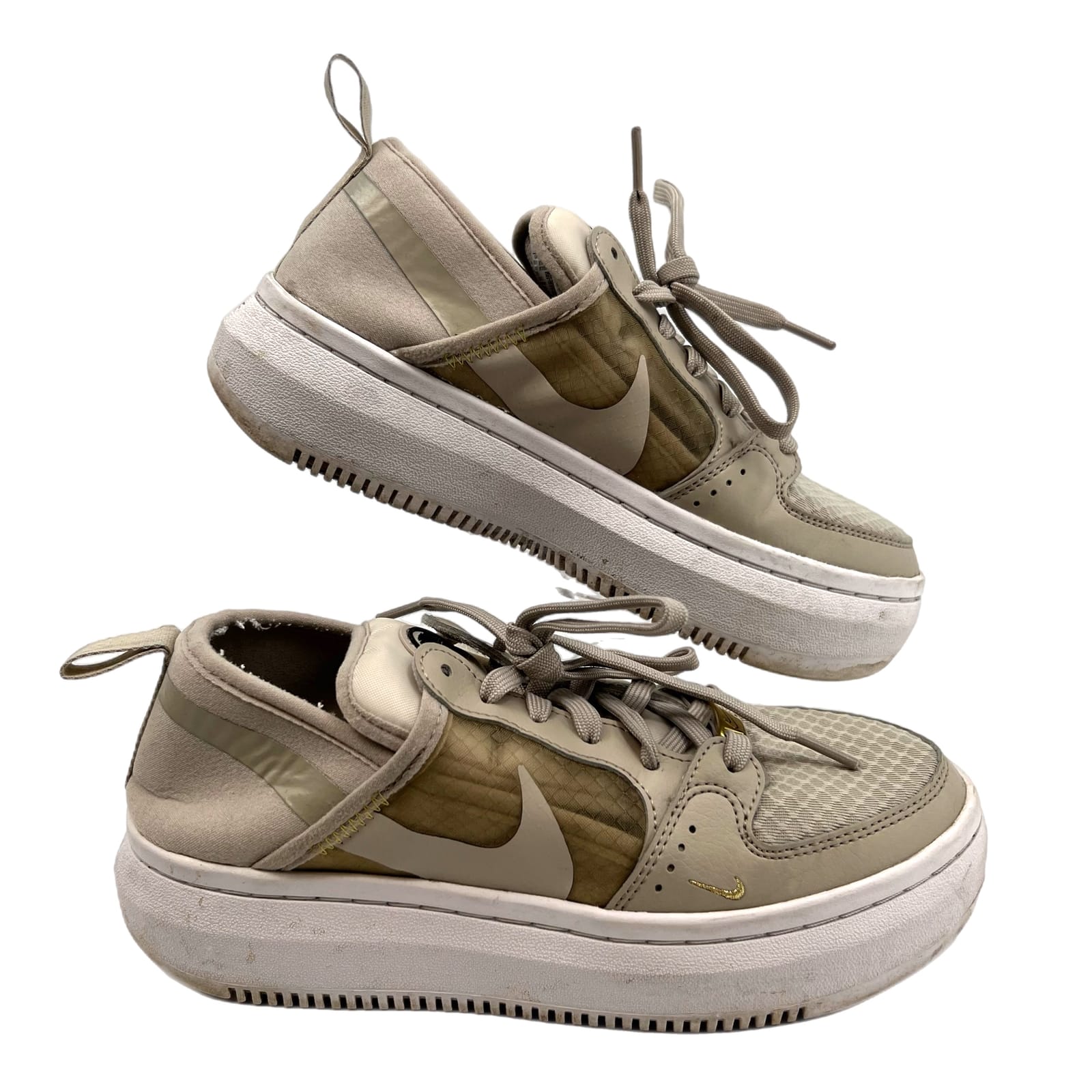 Nike White Beige Lace Up Athletic Sneakers