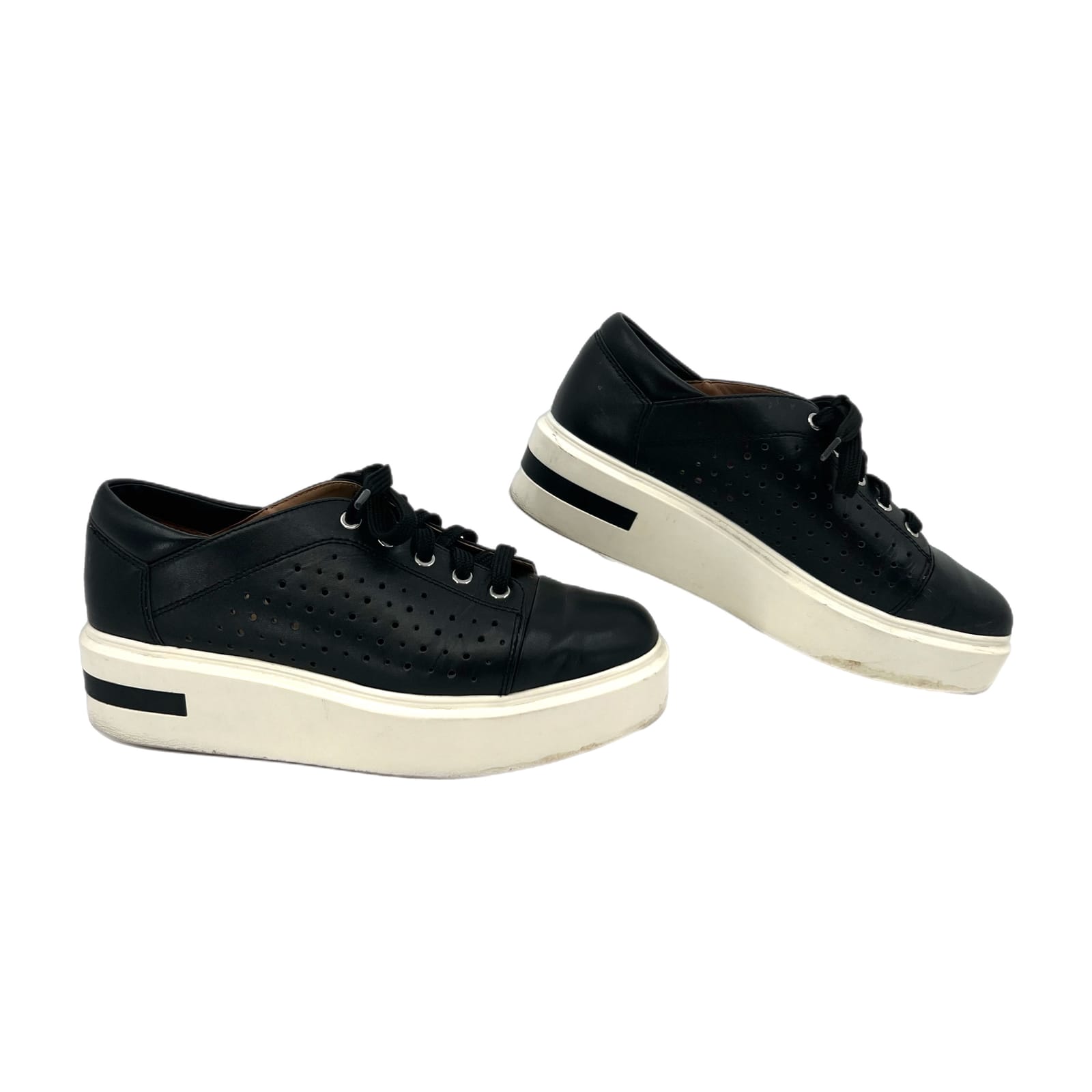 Paolo Black Perforated Leather Athletic Sneakers