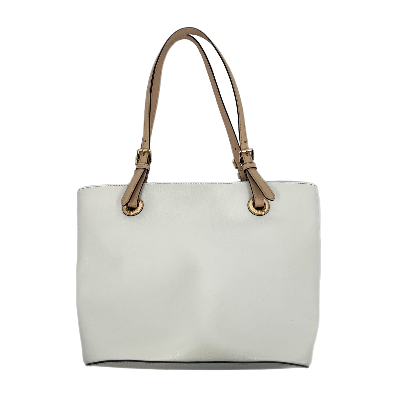 Michael Kors White & Tan Leather Tote