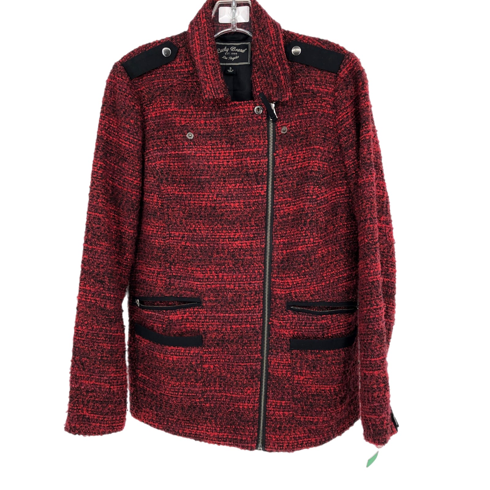 Lucky Brand Red & Black Knitted Jacket
