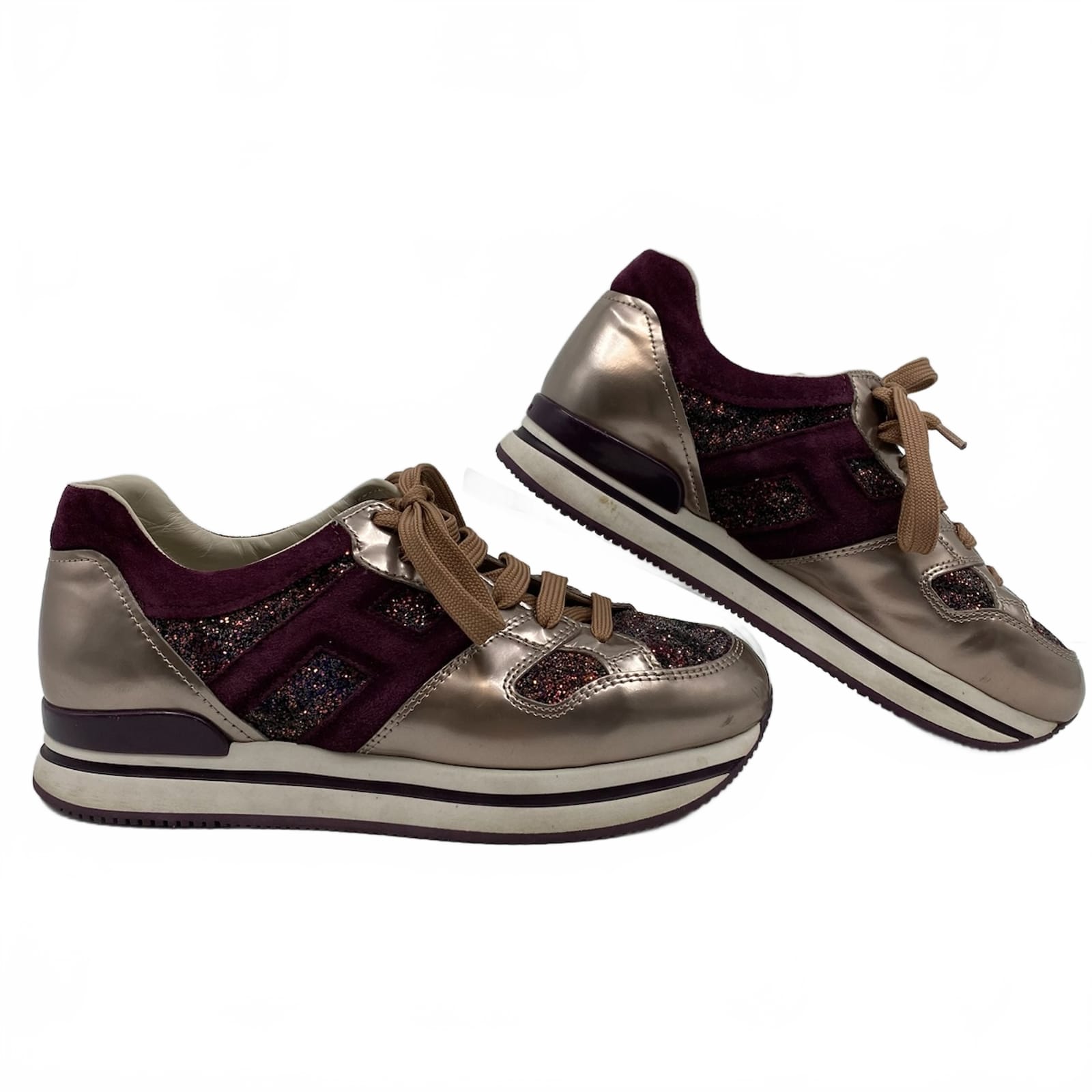 Hogan Purple Suede Glitter Sneaker