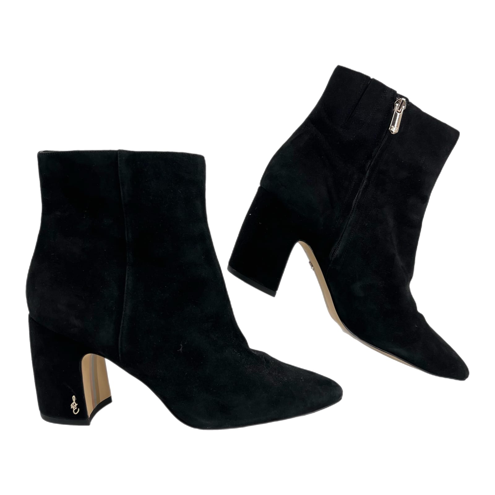 Sam Edelman Black Suede Pointed Toe Heeled Boots