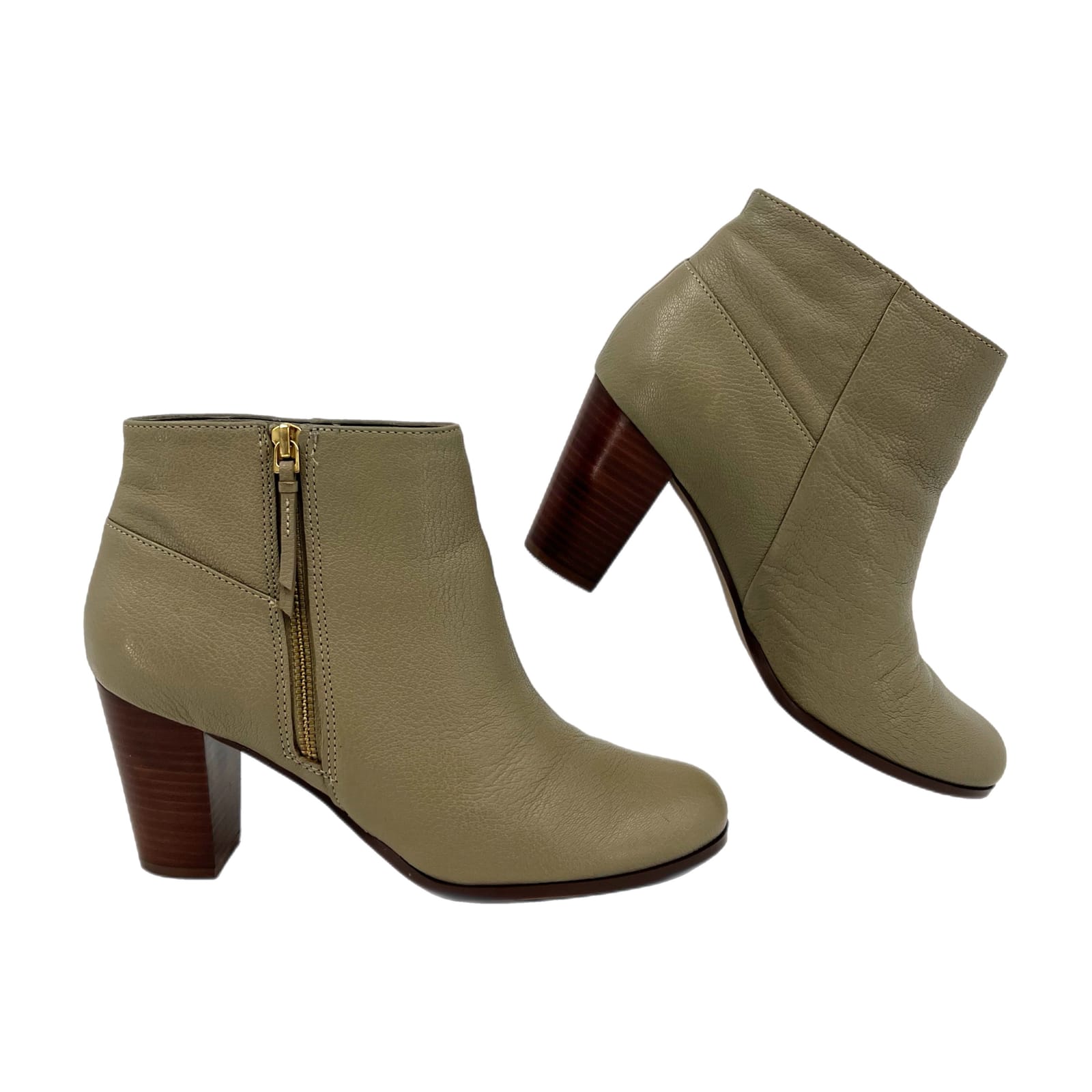 Cole Haan Green Leather Zipper Detail Ankle Booties