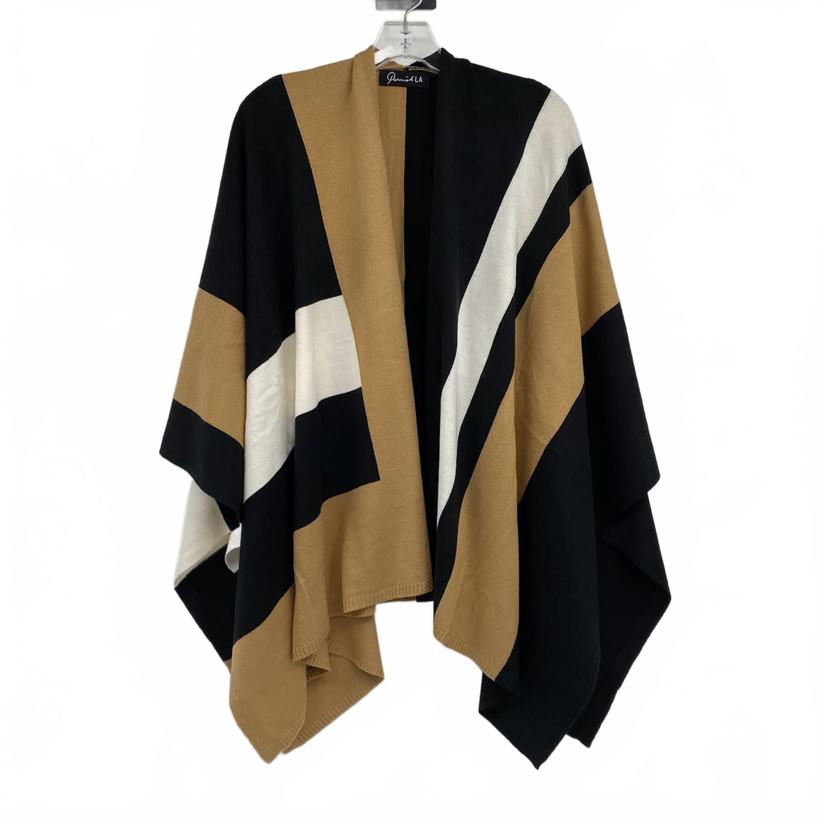 Parrish LA Brown Black Knit Shawl Shrug