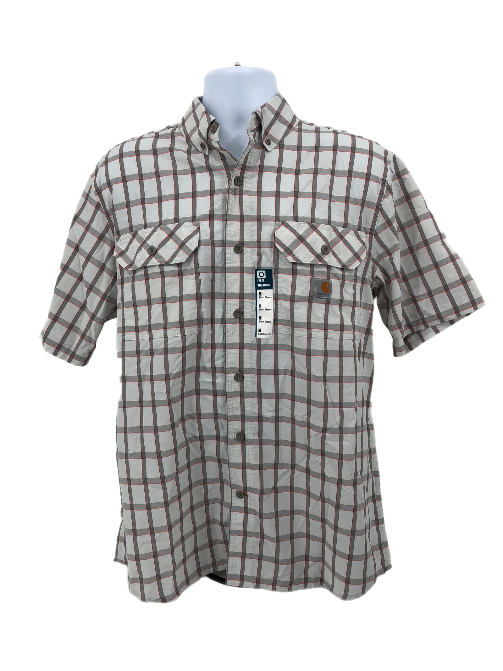 Carhartt White/Gray Checkered Button-Up Shirt