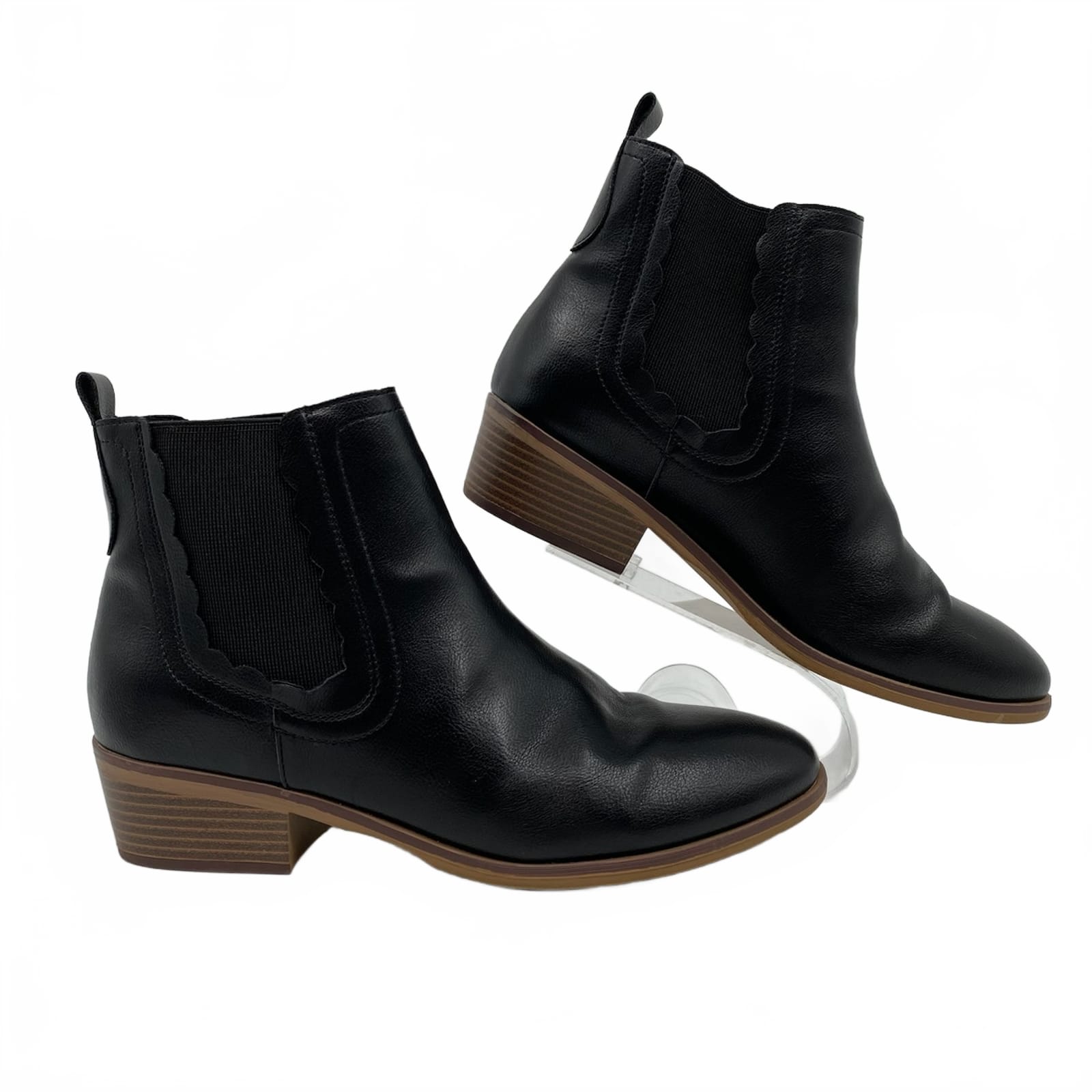 MIA Black Scallop Edge Ankle Booties